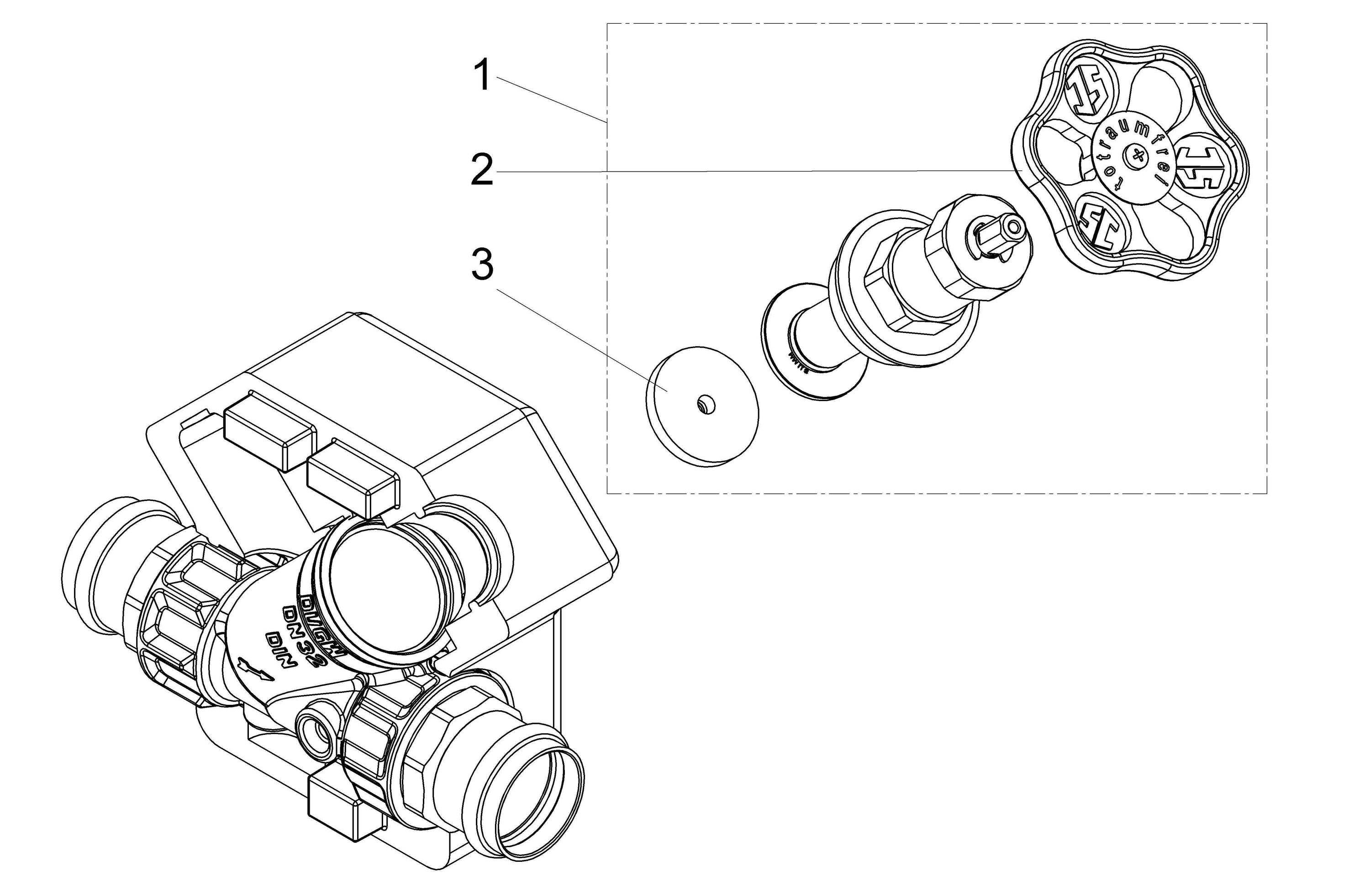 Schlösser Armaturen JS Freistromventil DN32, Pressanschluss 35 mm, Innengewinde, ohne Entleerung, mit Dämm-Schale