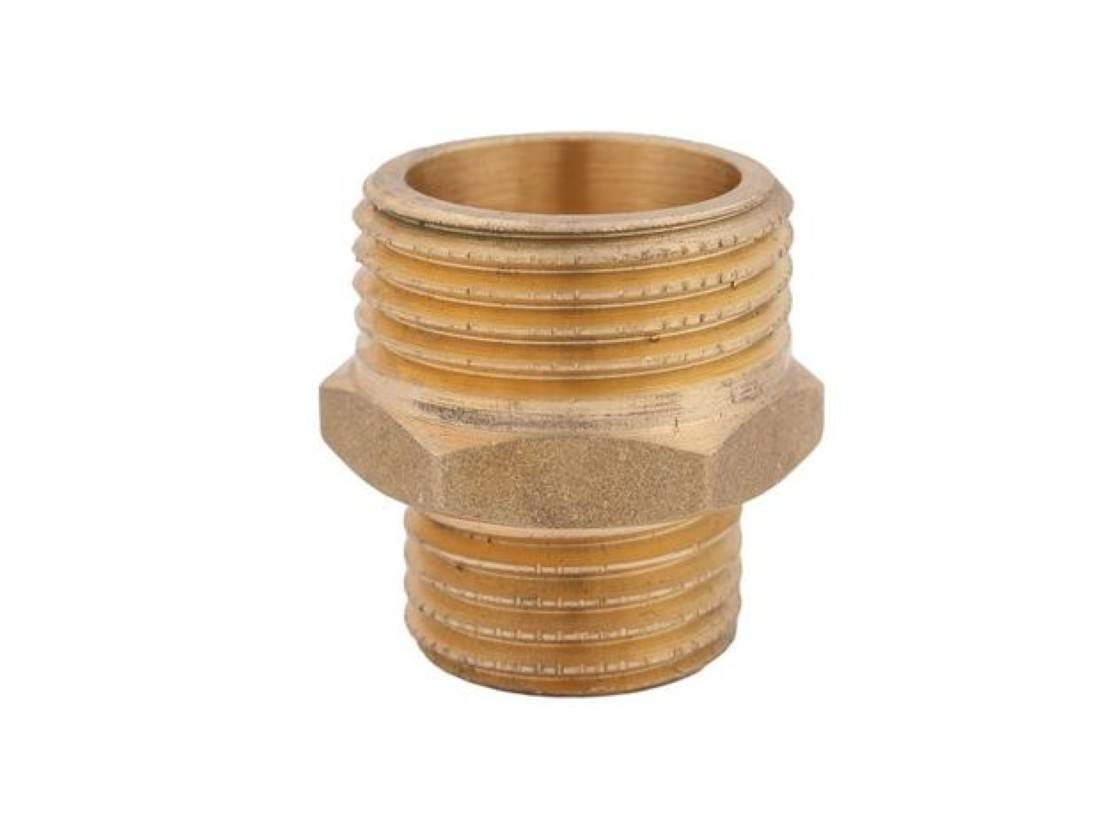 JS REDUZIERNIPPEL AGxAG FLACHDICHTEND, 1/2"x3/4", MESSING