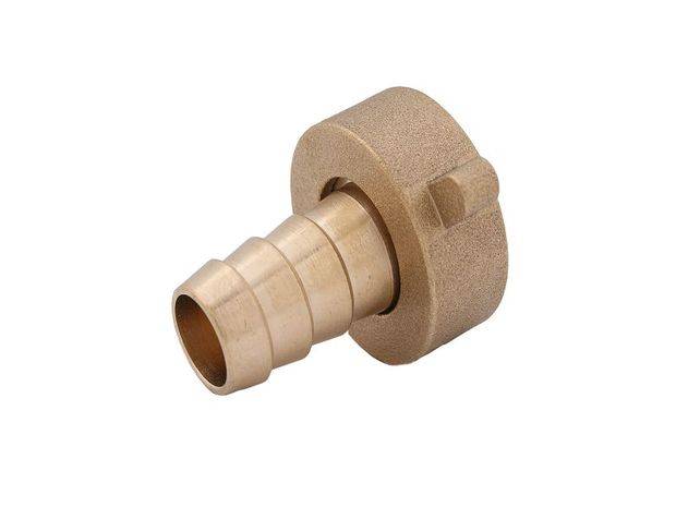 Schlösser Messing-Schlauchverschraubung, 2-teilig, flachdichtend, 1/2" x 3/4", Messing blank