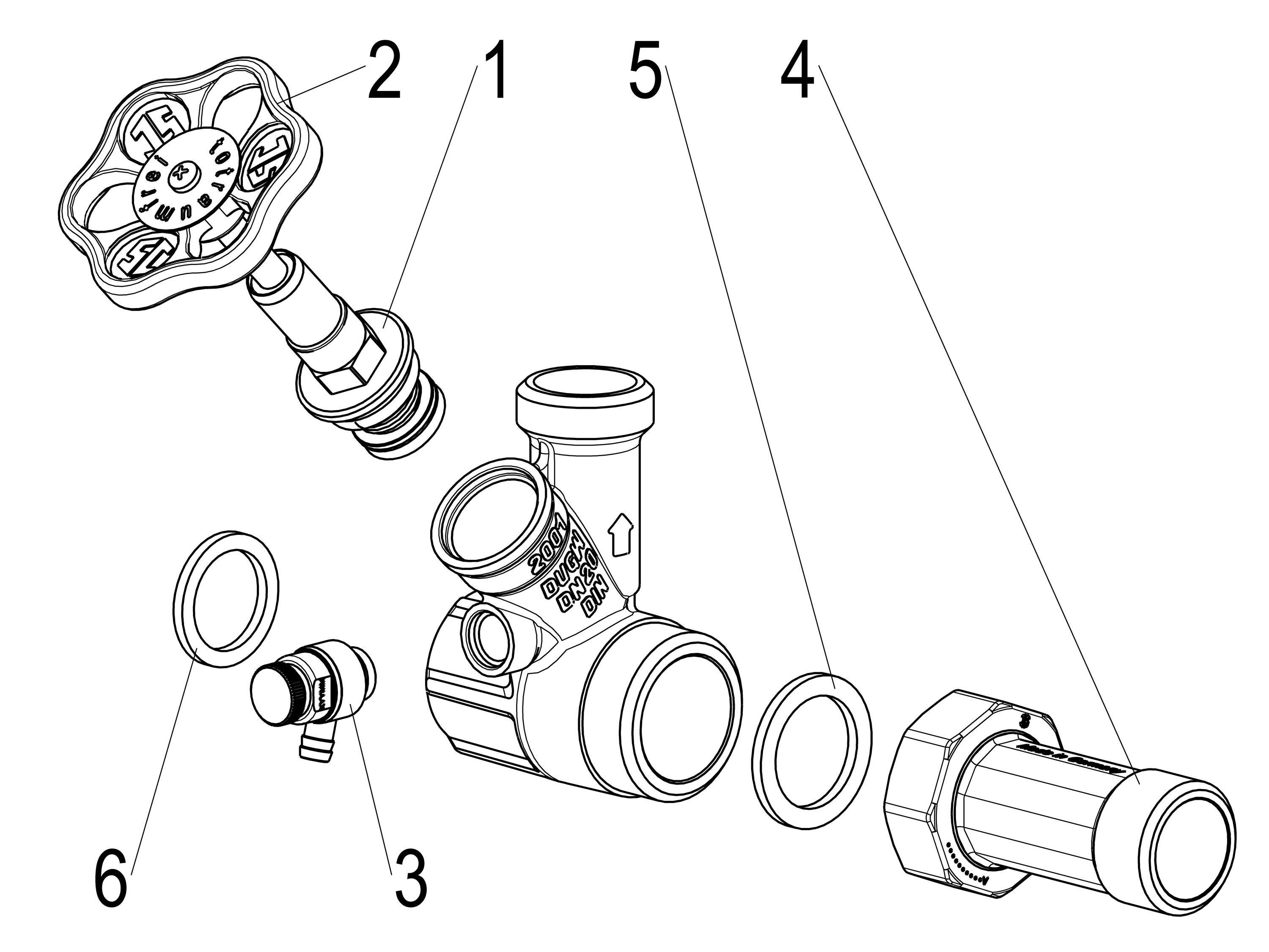 JS ABZWEIG-T-VENTIL,KFR,STEIG.SP. DN20,EINGANG 1",OB.A.-GEW. 1"