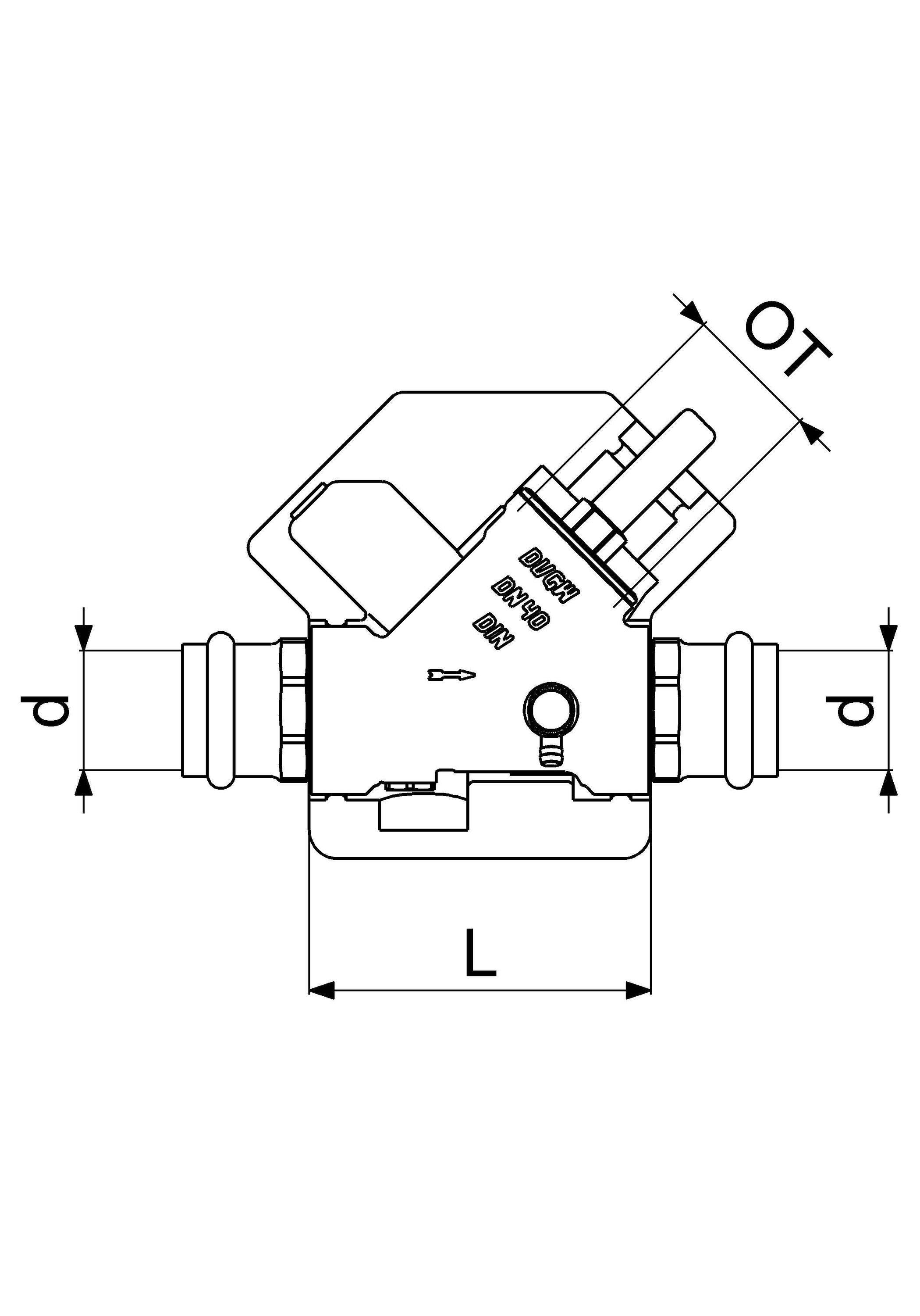JS Rückflussverhinderer mit Entleerung, Pressanschluss Innengewinde 42 mm, DN40, DVGW geprüft