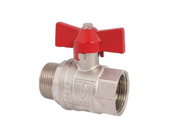 JS KUGELHAHN, VOLLER DURCHG, DN15 AGxIG1/2", 58MM, FLUEG-GR.ROT, VERN.