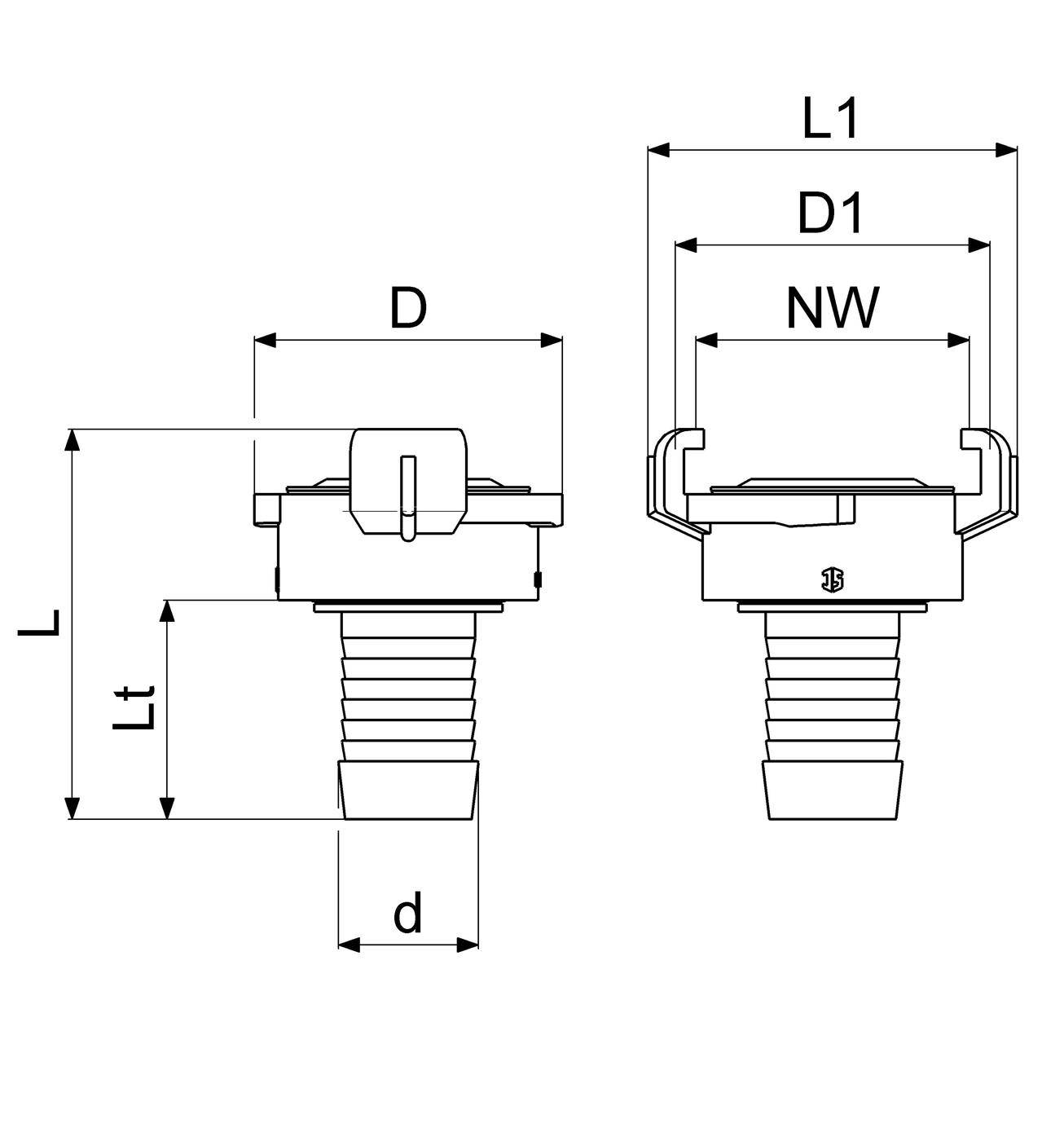 Schlösser Schnellkupplung für Schlauch, DN 20 - 3/4", KTW und W270, Messing