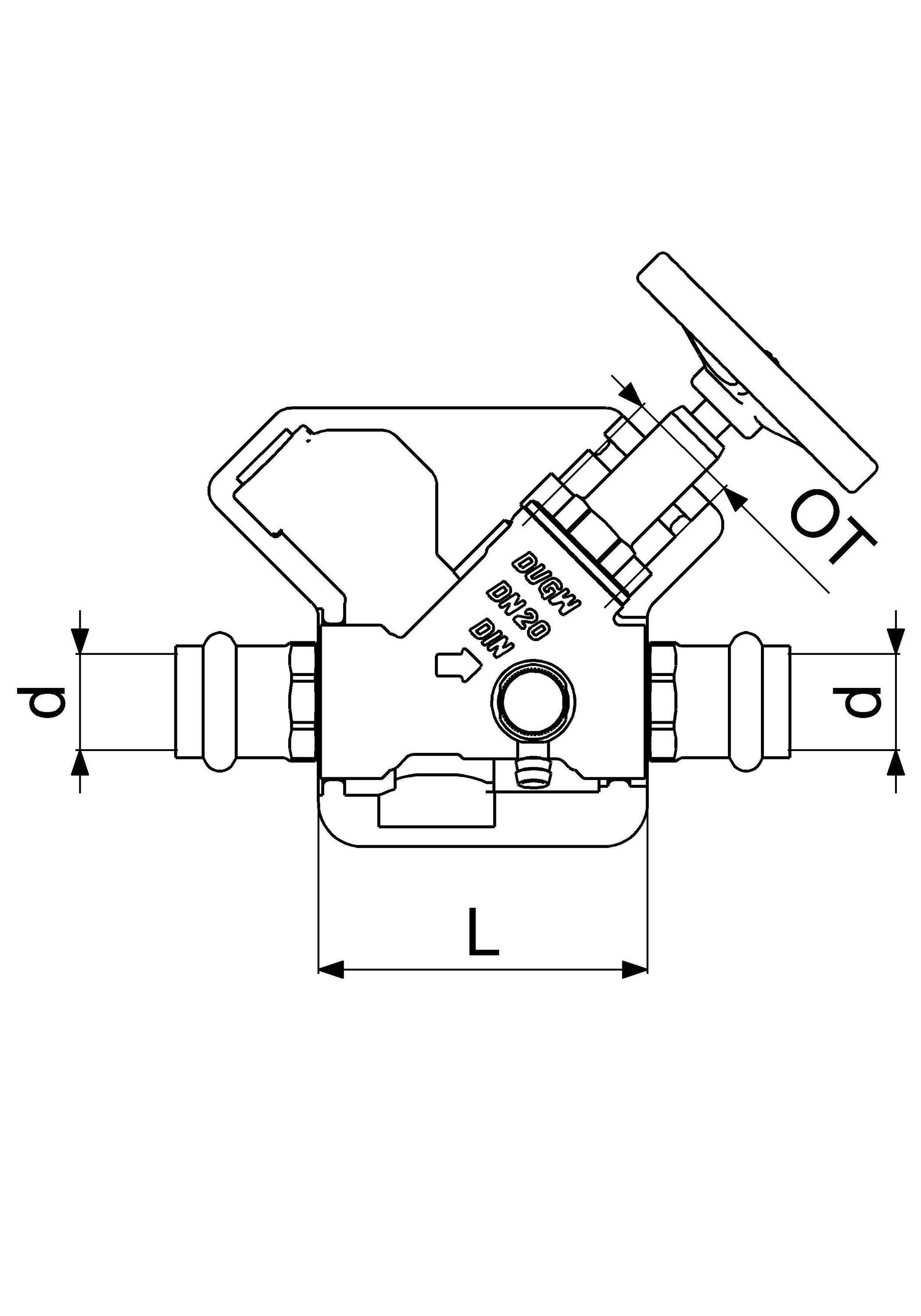 JS Freistromventil DN20 mit Pressanschluss 22 mm, Innengewinde, Entleerung, Dämmschale, DVGW-geprüft