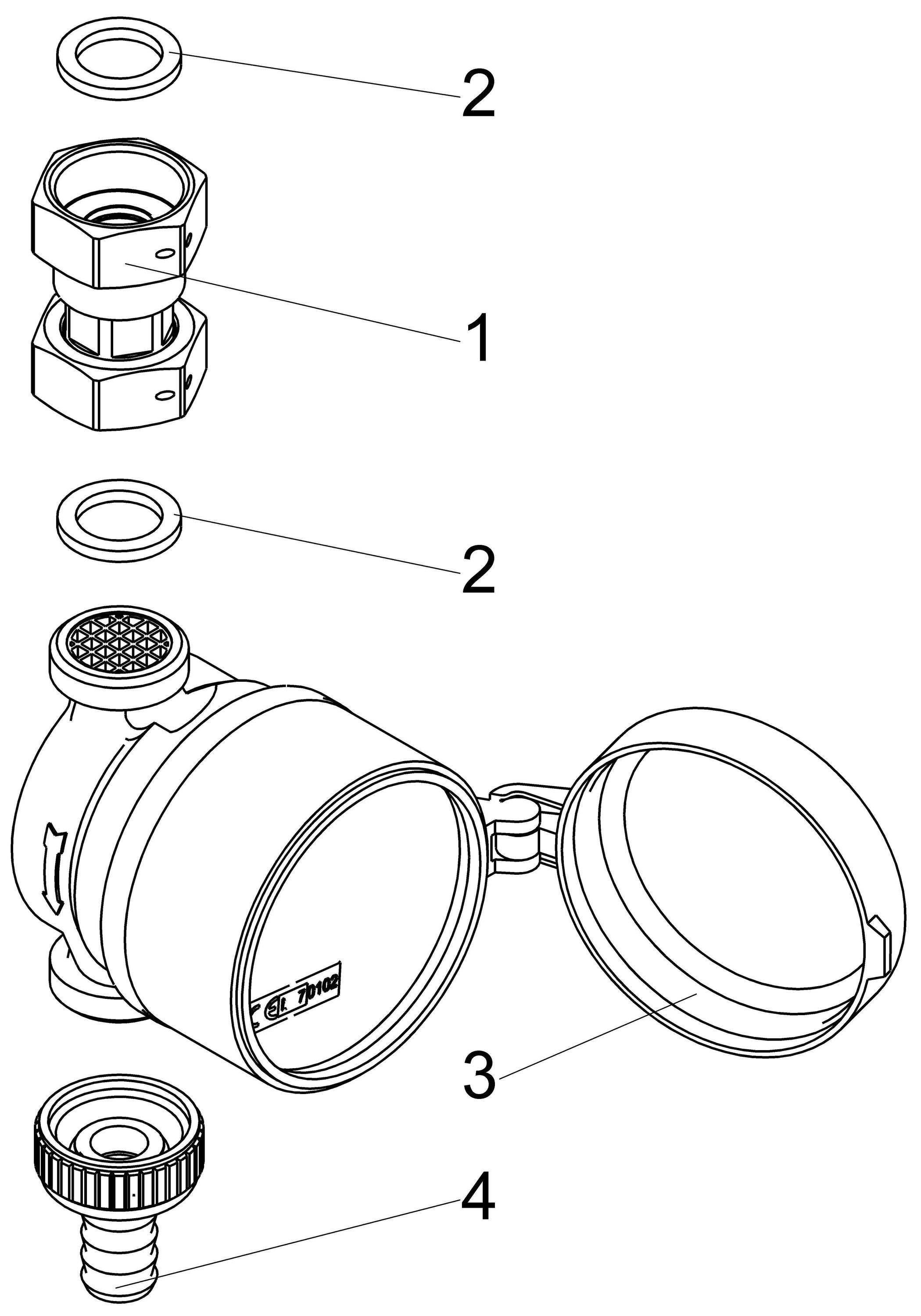 JS ZAPFHAHNZAEHLER ZA-KH, M.HAUBE BIS 30 GR, Q3=2, 5, EG.3/4", AG.1/2"