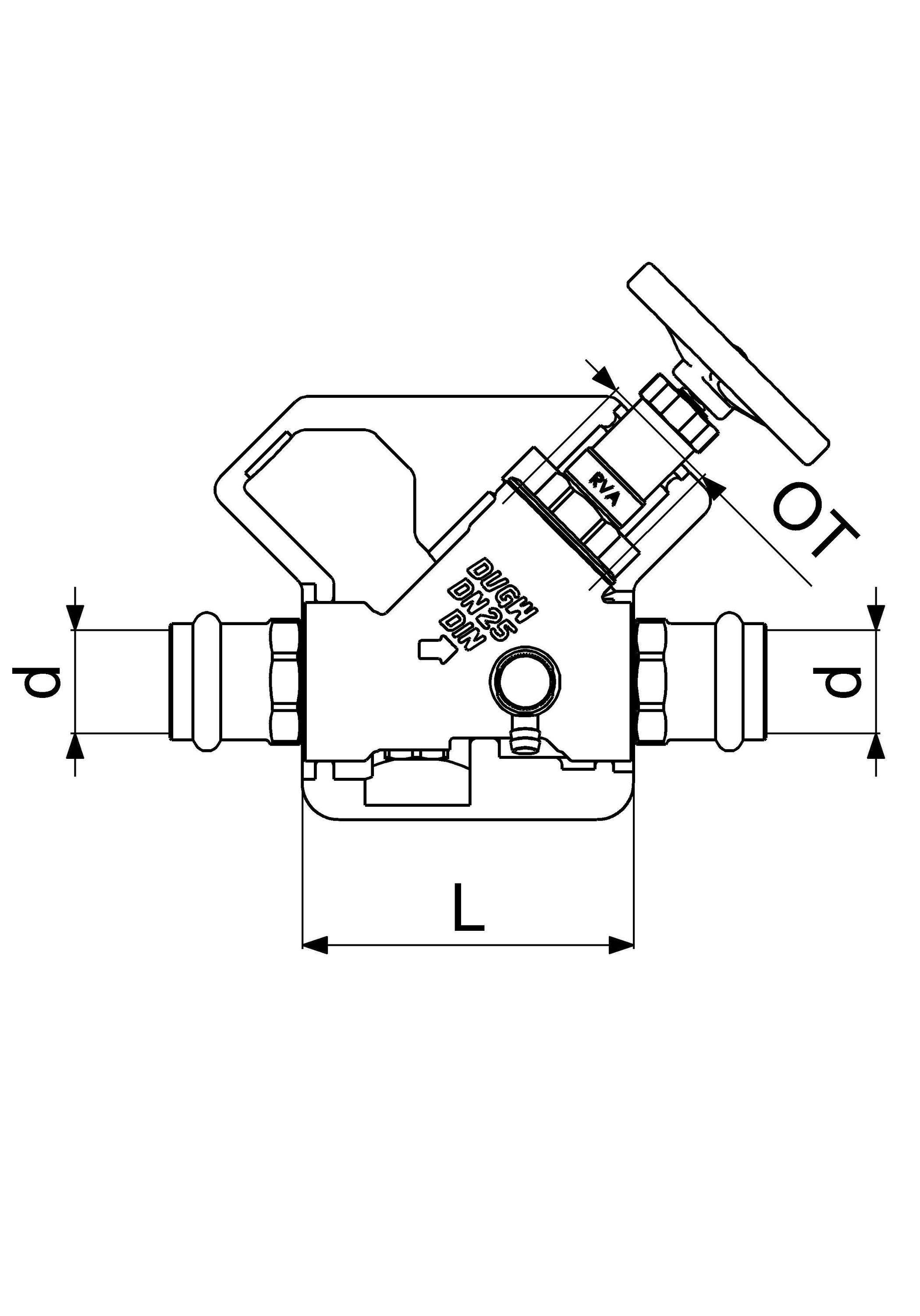 Schlösser Armaturen JS KFR-Ventil DN25, Pressanschluss 28 mm, Innengewinde, mit Entleerung und Dämm-Schale, DVGW geprüft
