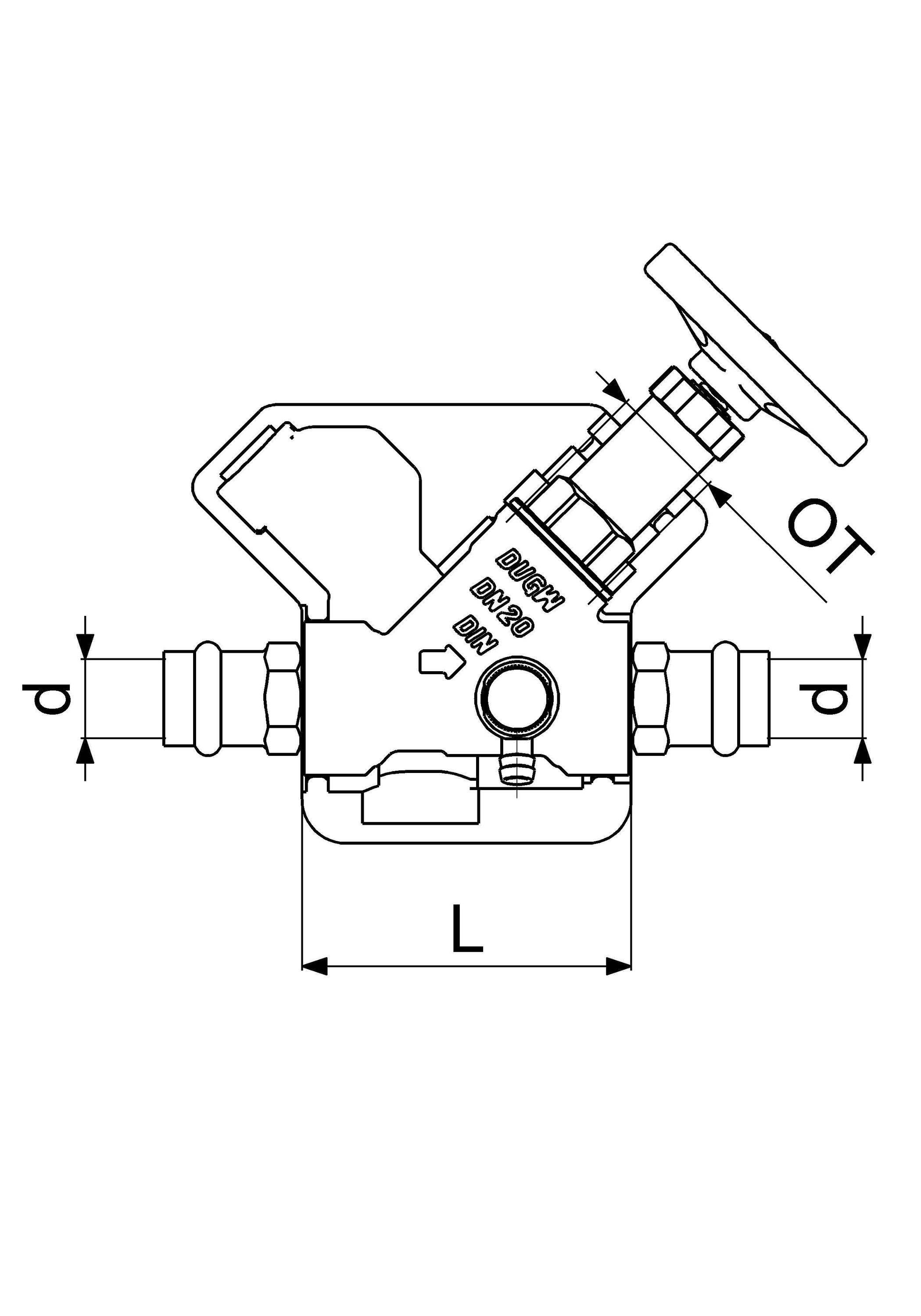 Schlösser Armaturen JS Freistromventil DN20, Press-IG 18 mm, Entleerung, DVGW-geprüft
