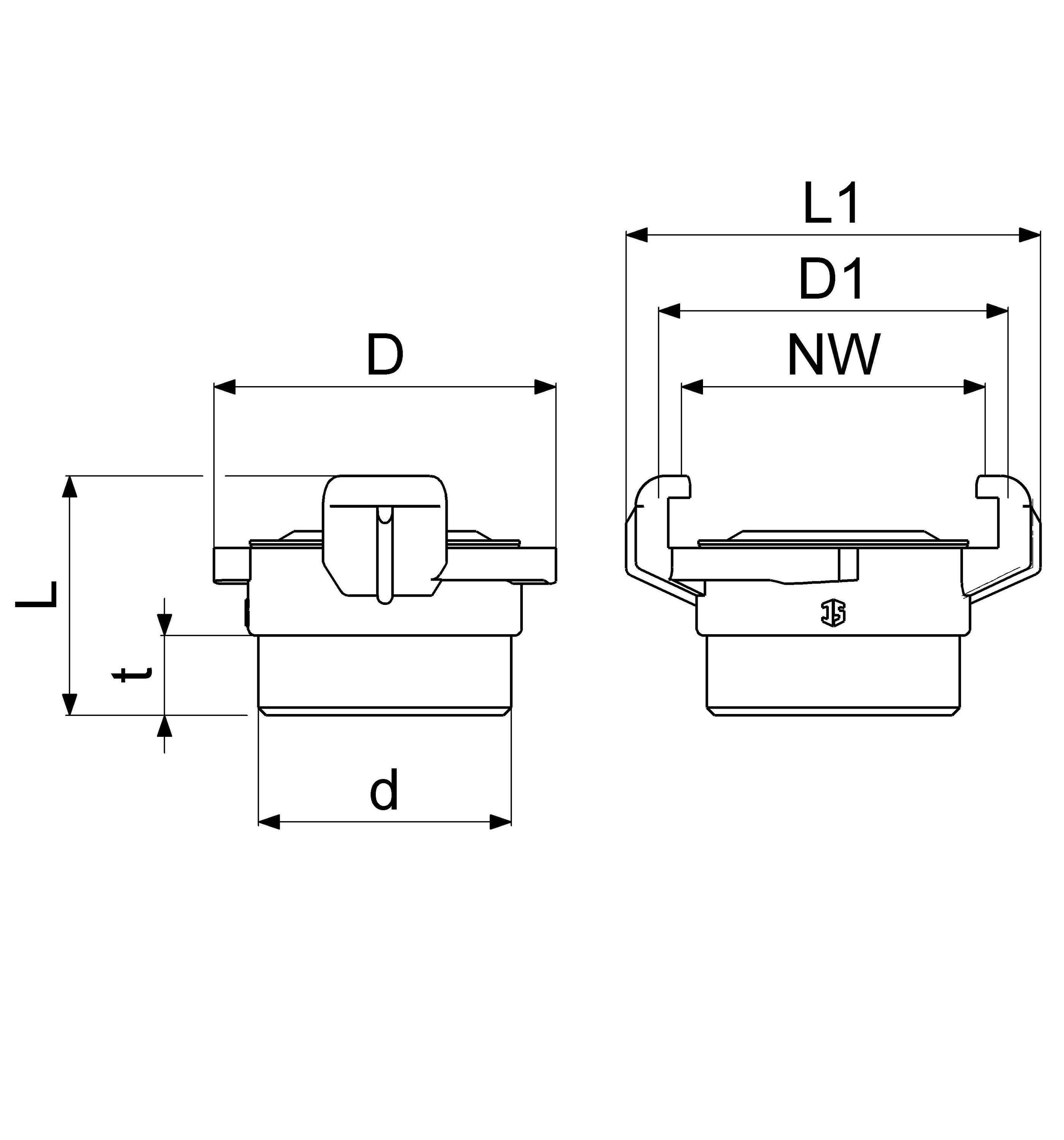 Schlösser Schnellkupplung mit Außengewinde, DN 25, 1", KTW und W270, Messing
