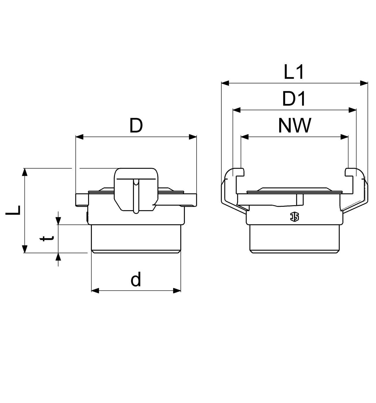 Schlösser Schnellkupplung mit Außengewinde, DN 25, 1", KTW und W270, Messing