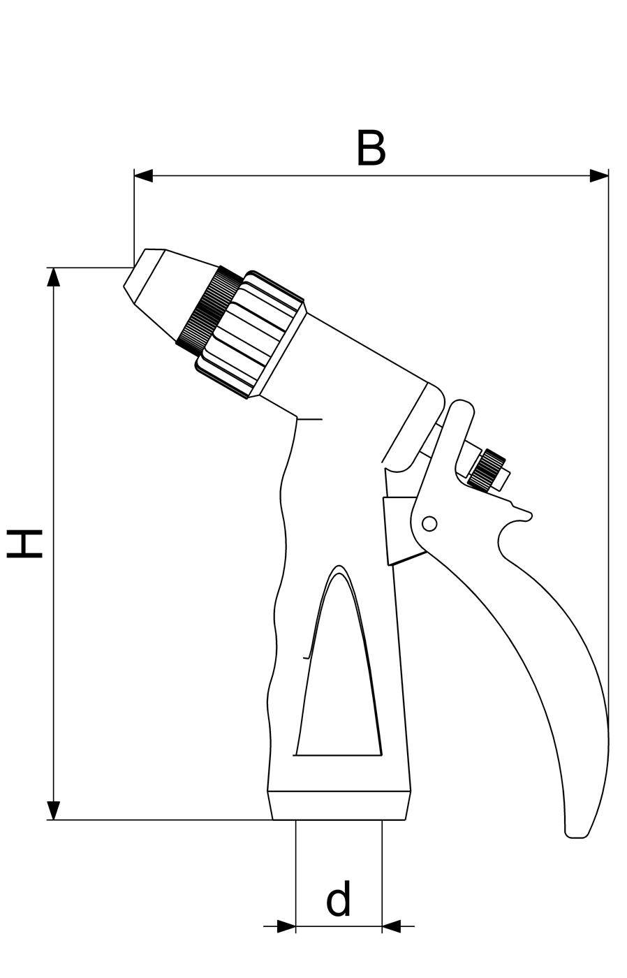 JS GARTEN-SPRITZPISTOLE, M.DICHTG. IG3/4", LEICHTMET, KUNSTSTOFFBESCH