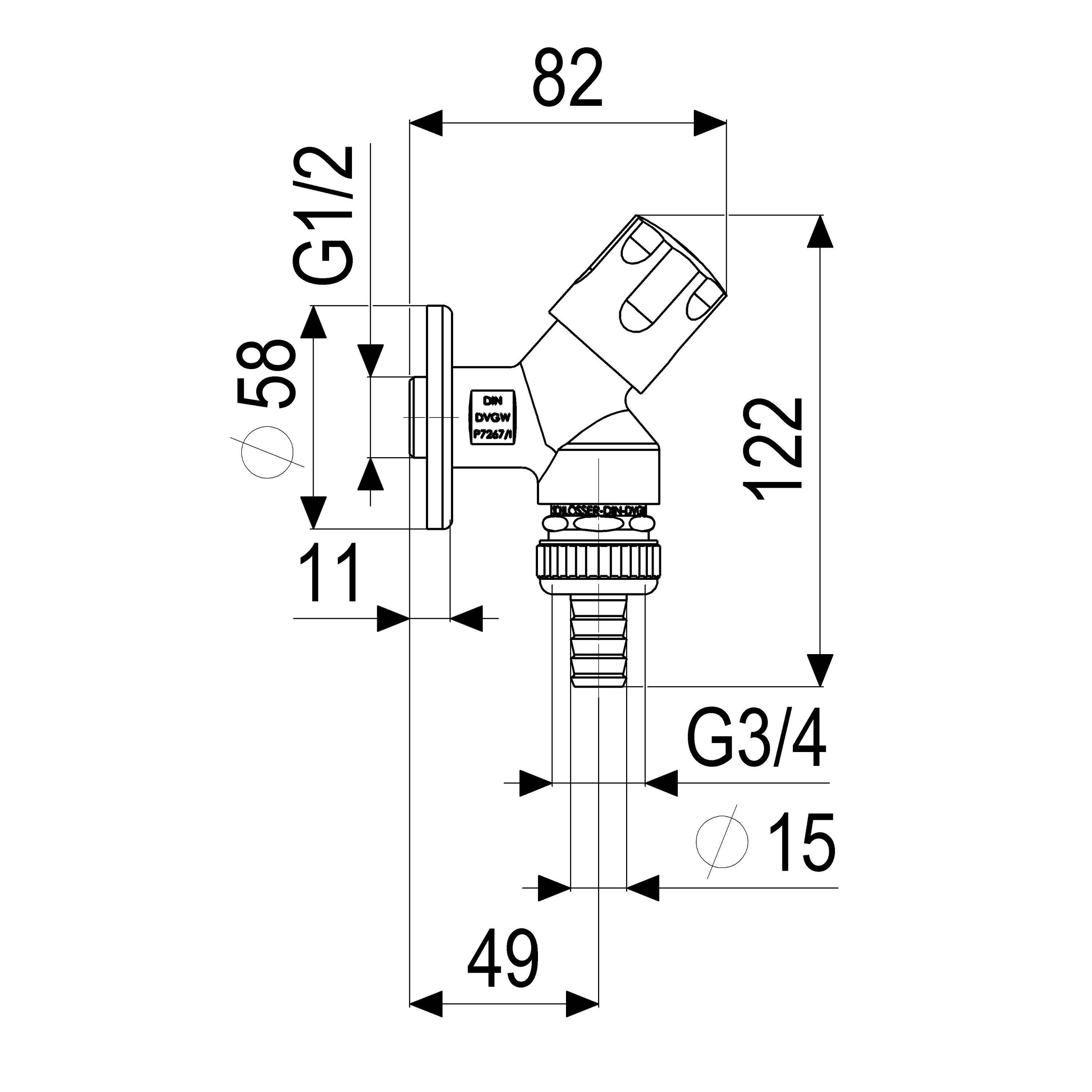Schlösser Armaturen GERAETESCHRAEGSITZVENTIL, RB, SV DESIGNGR, DN15, 1/2", POL.CHR, DVGW