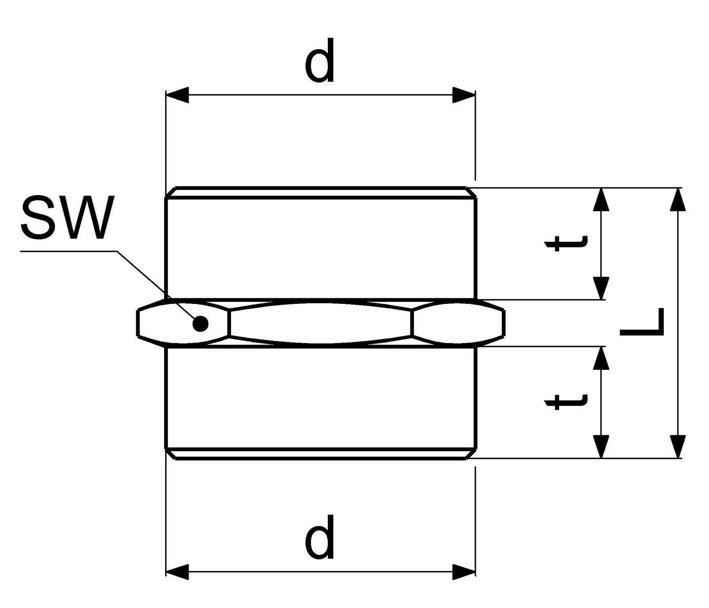 Schlösser Nippel beidseitig 1" AG x AG, Messing