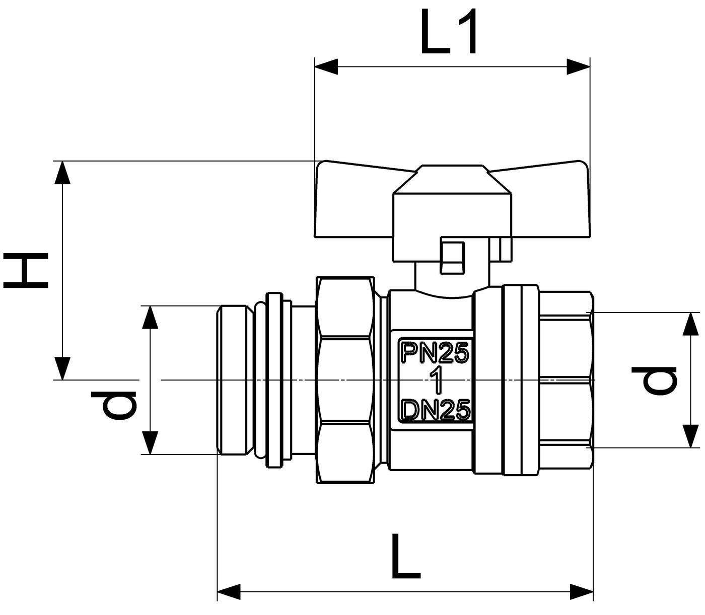Schlösser Armaturen KUGELHAHN, M.VERSCHRAUBUNG, DN50 IGxAG1/2", 80MM, FLUEG-GR.ROT, VERN.