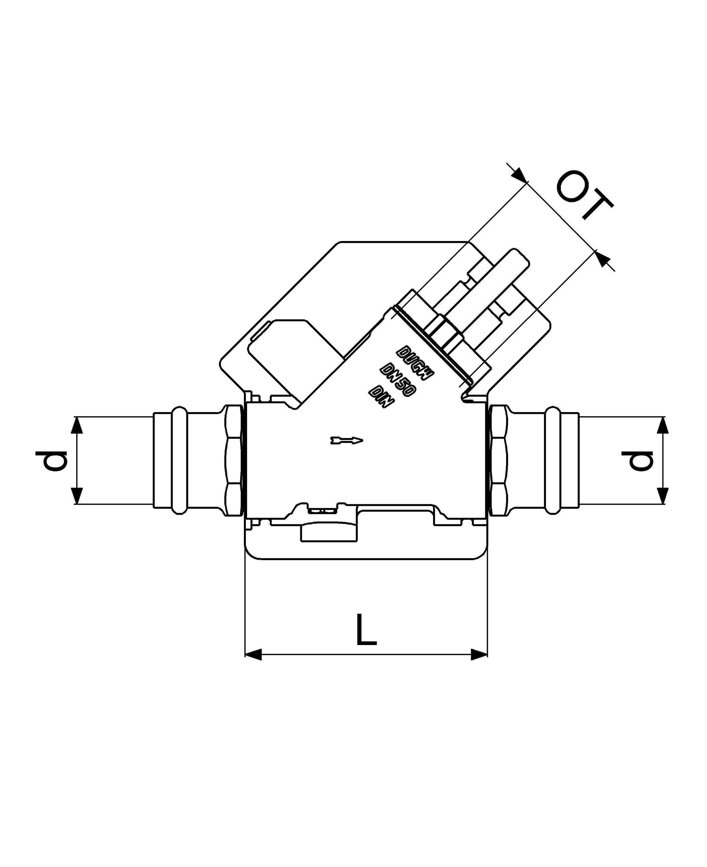 Schlösser Armaturen JS Rückflussverhinderer DN50, Pressanschluss 54 mm, DVGW-geprüft