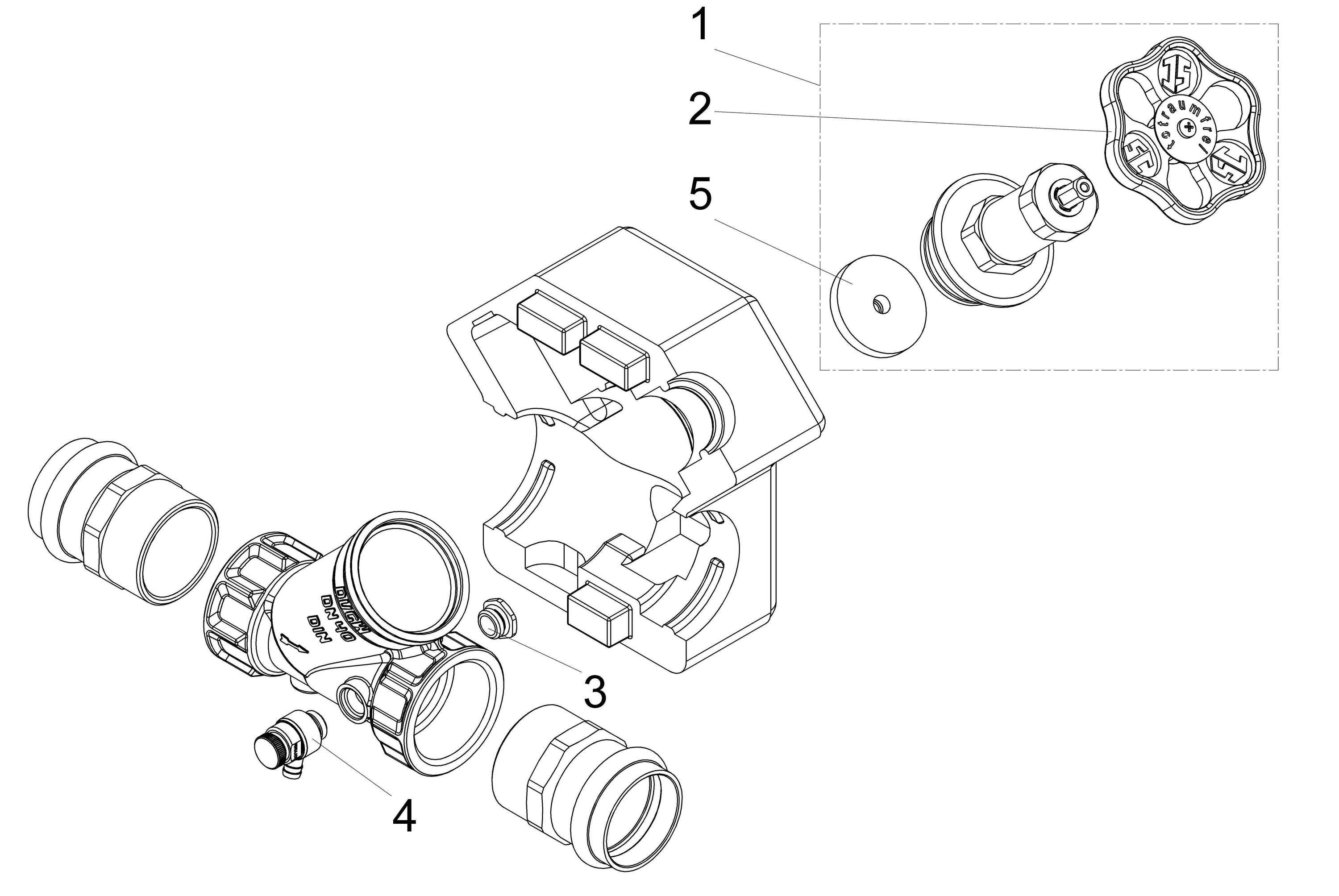 Schlösser Armaturen JS Freistromventil DN40, 42 mm Pressanschluss IG, Entleerung, DVGW-geprüft