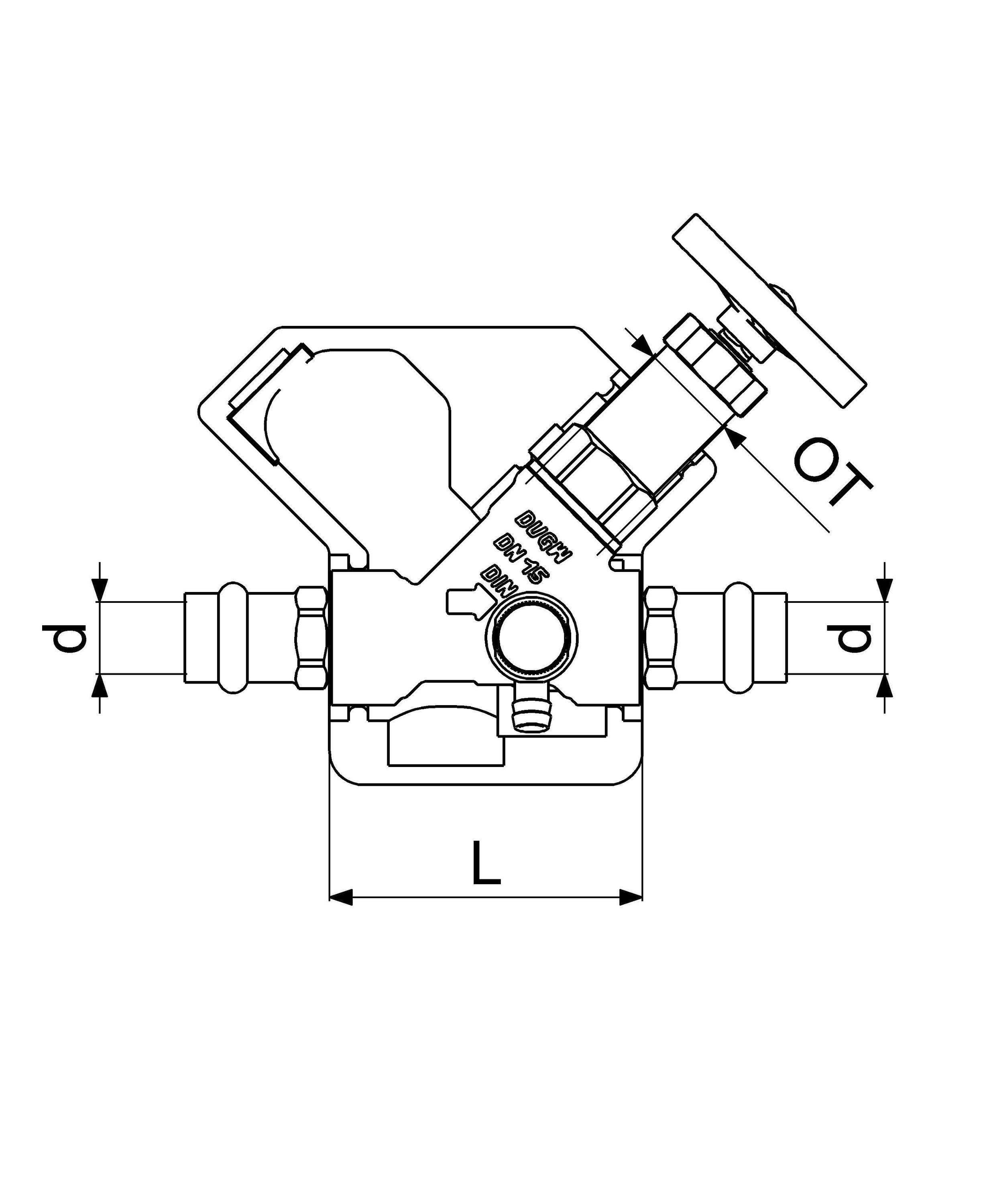 Schlösser JS Freistromventil DN15, Press-IG 15 mm, Entleerung, DVGW