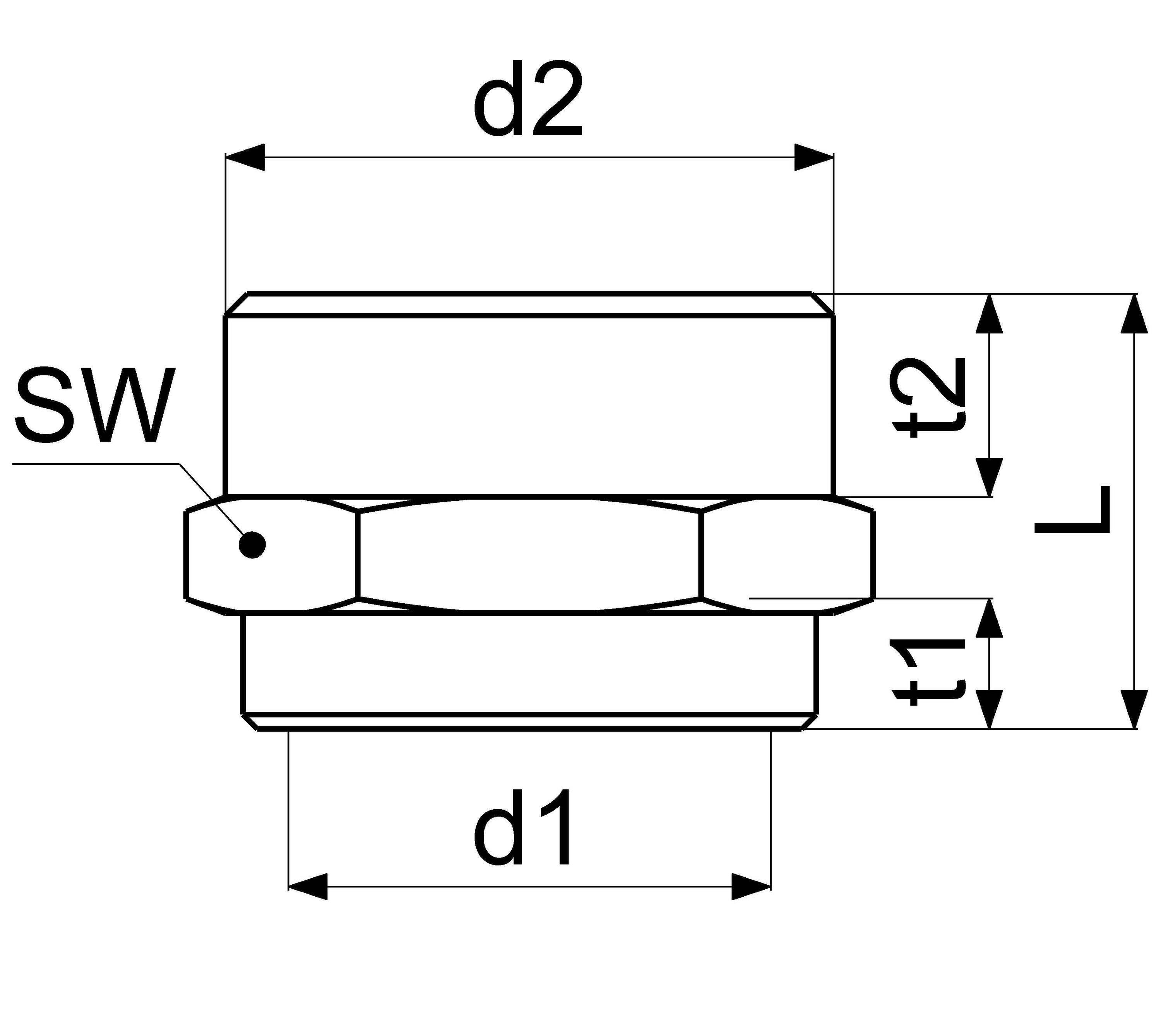 Schlösser Reduziernippel 1" IG x 1 1/4" AG, flachdichtend, Messing