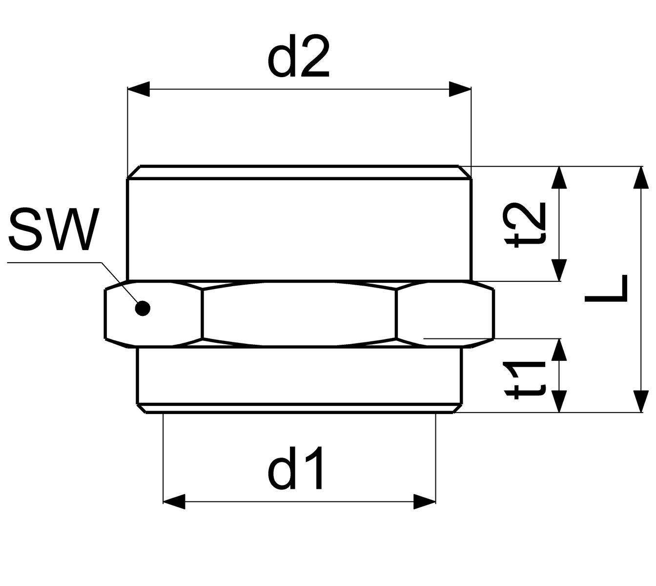 Schlösser Reduziernippel 1" IG x 1 1/4" AG, flachdichtend, Messing