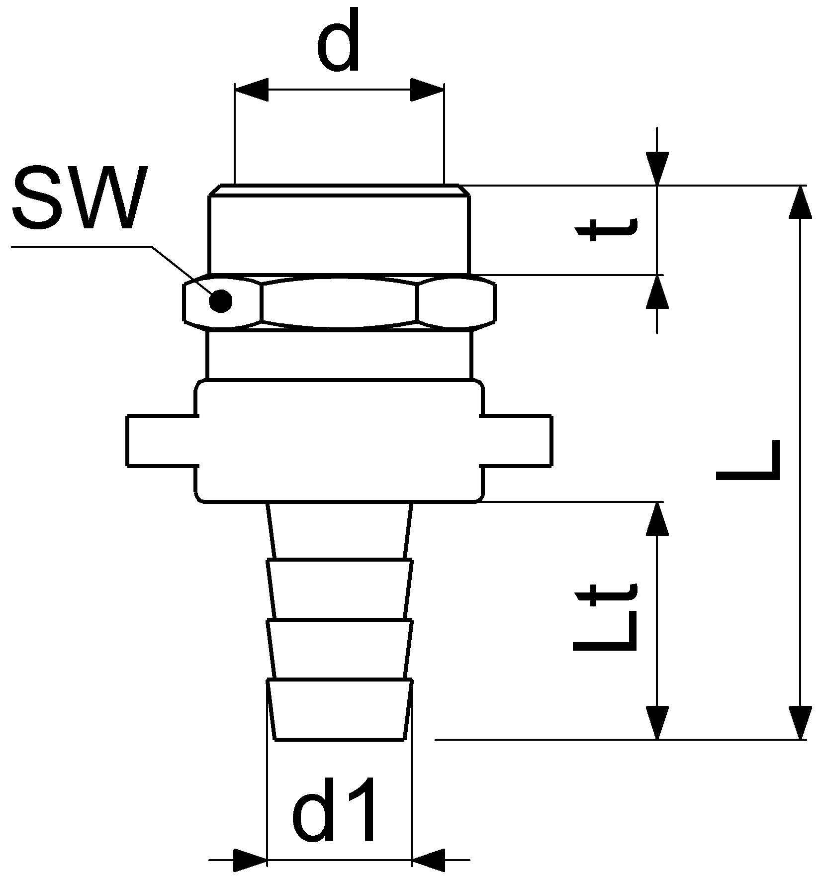 Schlösser Standrohrverschraubung, 1/2" IG, 3-teilig, flachdichtend, Messing