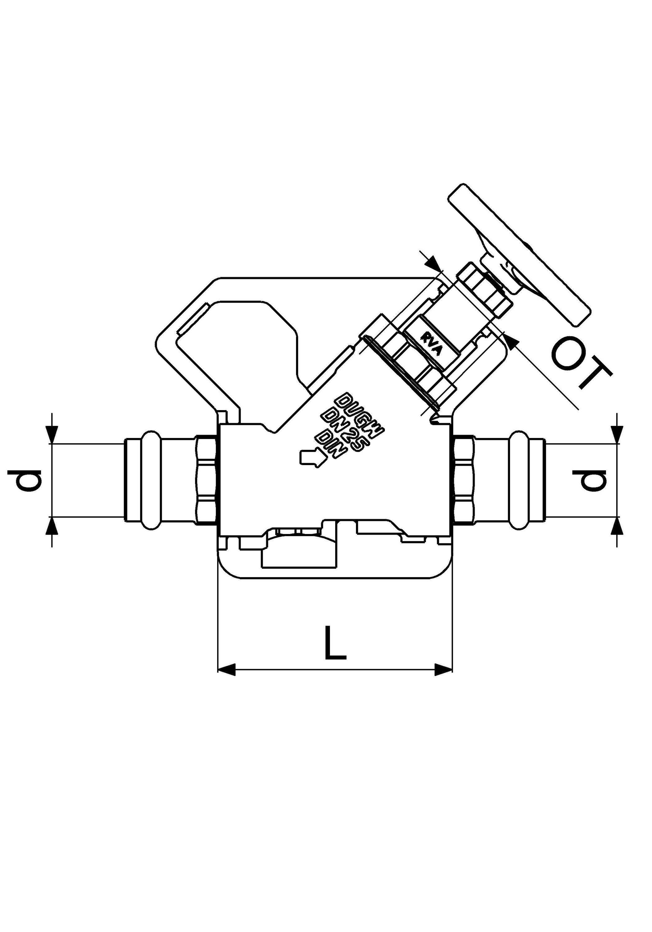 JS KFR-Ventil DN25, Press 28 mm IG, ohne Entleerung, DVGW-geprüft