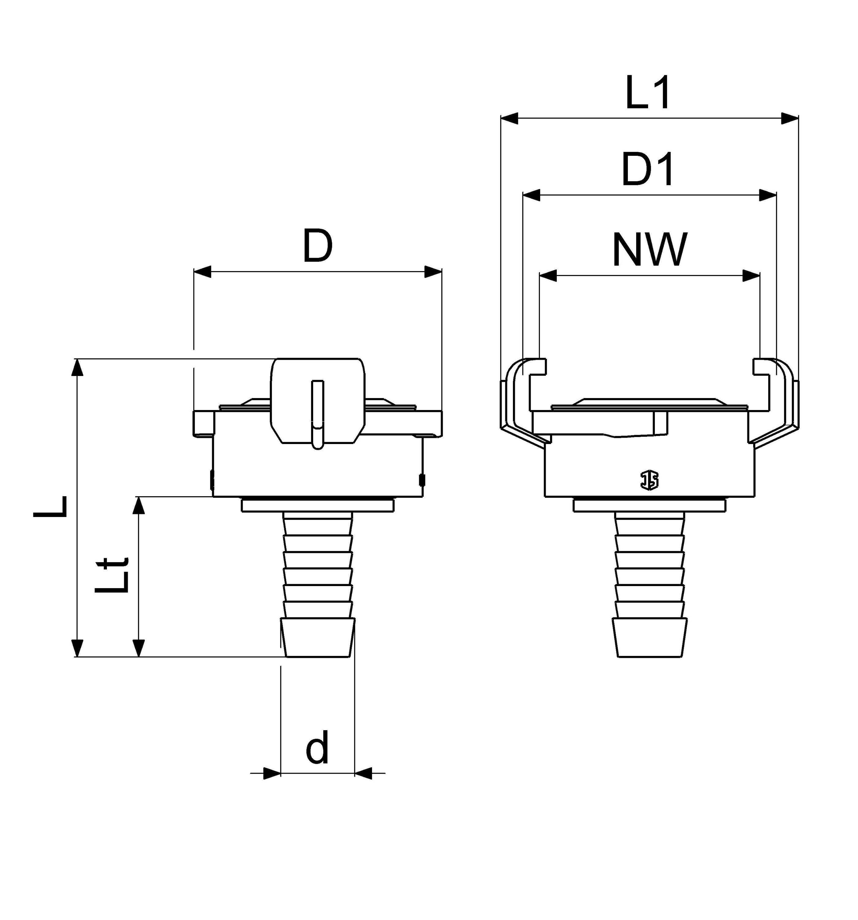 Schlösser Schnellkupplung für Schlauch, DN 15 - 1/2", KTW und W270, Messing