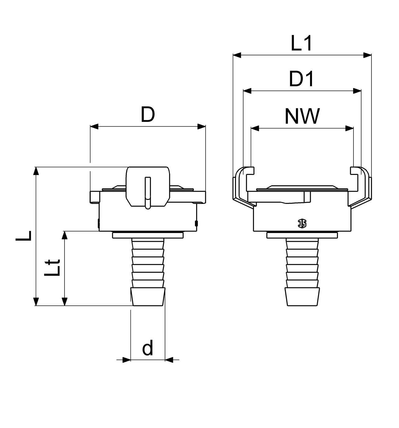 Schlösser Schnellkupplung für Schlauch, DN 15 - 1/2", KTW und W270, Messing