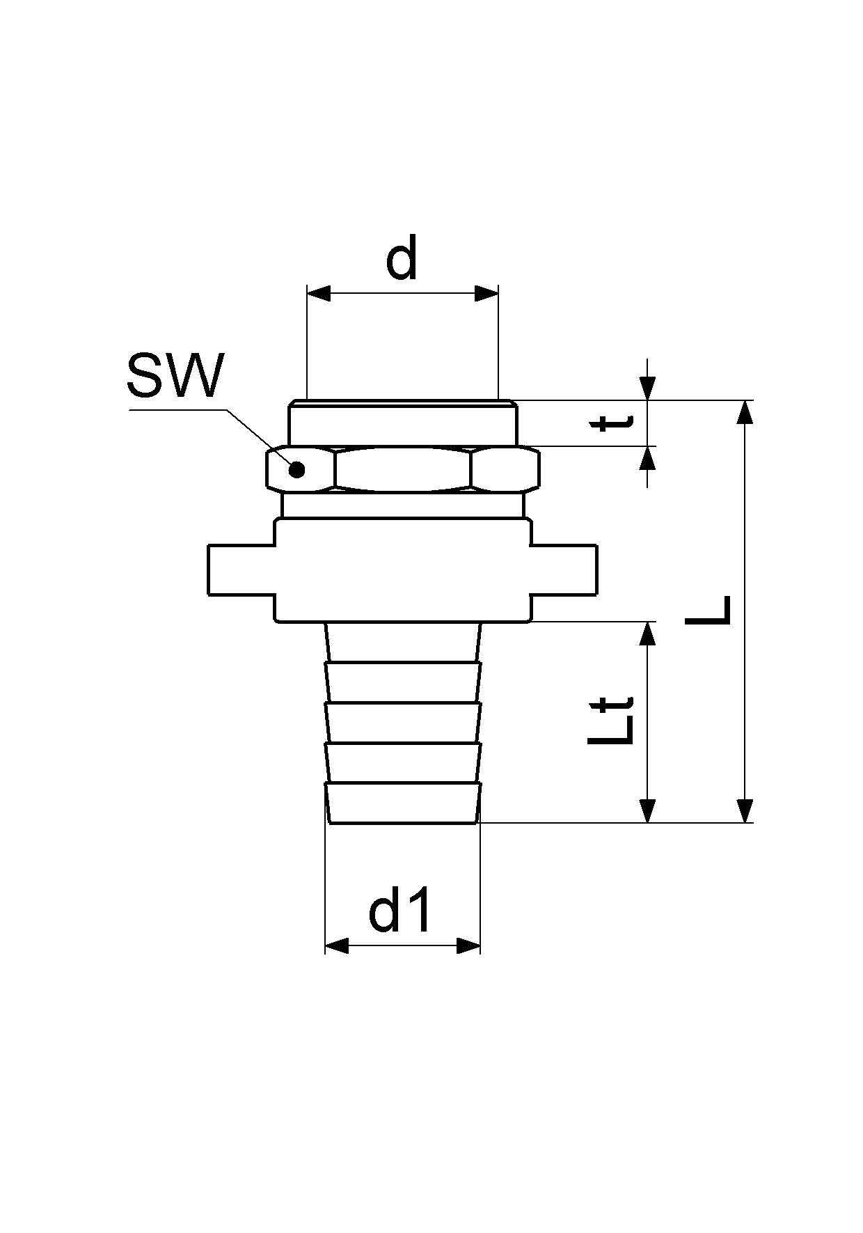 Schlösser Standrohrverschraubung, 1" IG, 3-teilig, flachdichtend, Messing