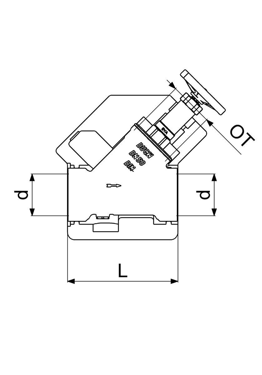 Robinet KFR JS, raccord manchon sans purge, sans conduite montante, avec soupape DS, DN50, DVGW