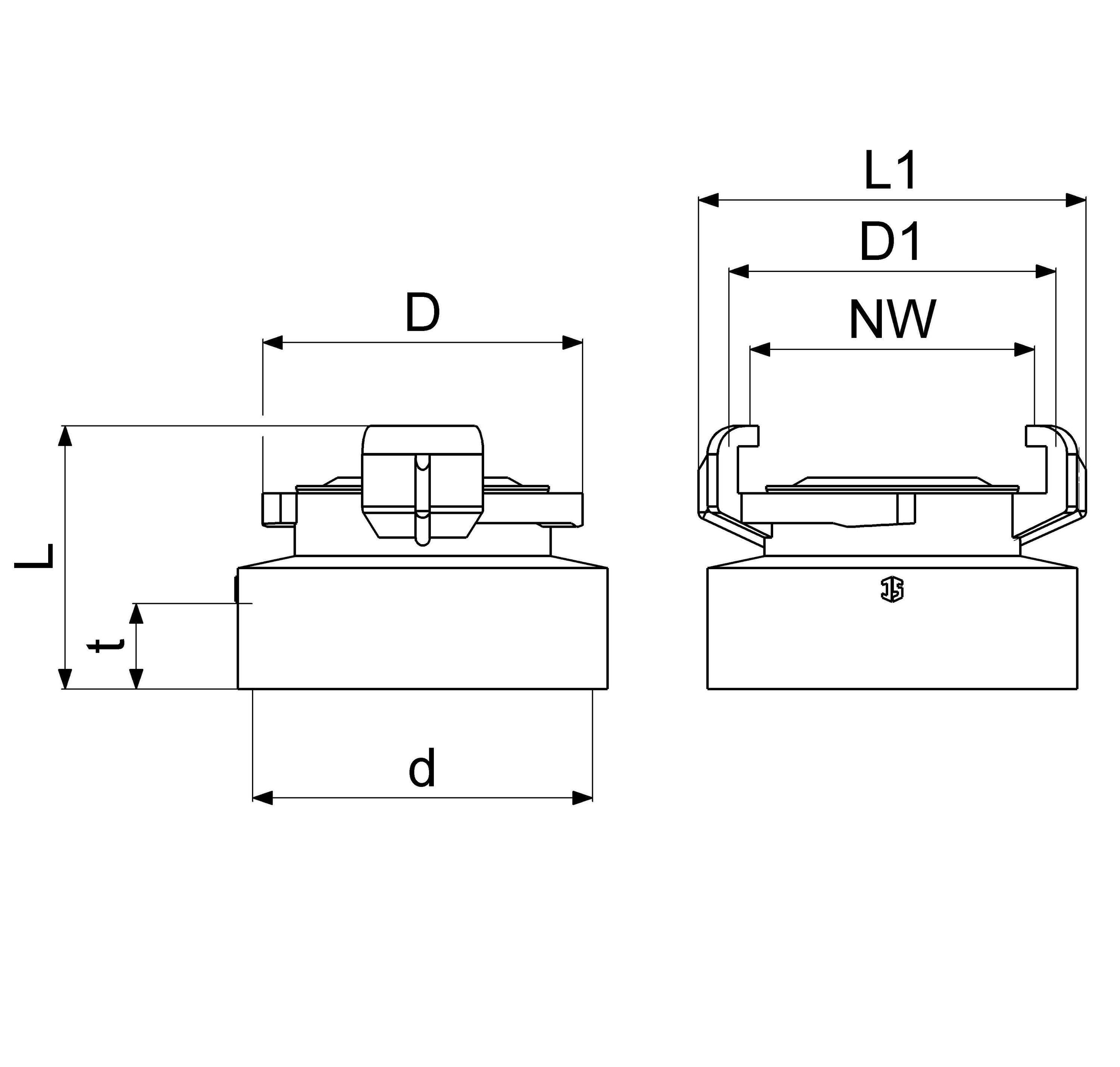 JS SCHNELLKUPPLUNG MIT IG DN40, 1 1/2", MESSING, KTW+W270