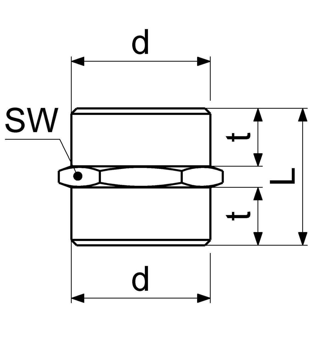 JS NIPPEL AGxAG BEIDSEITIG 3/4", MESSING