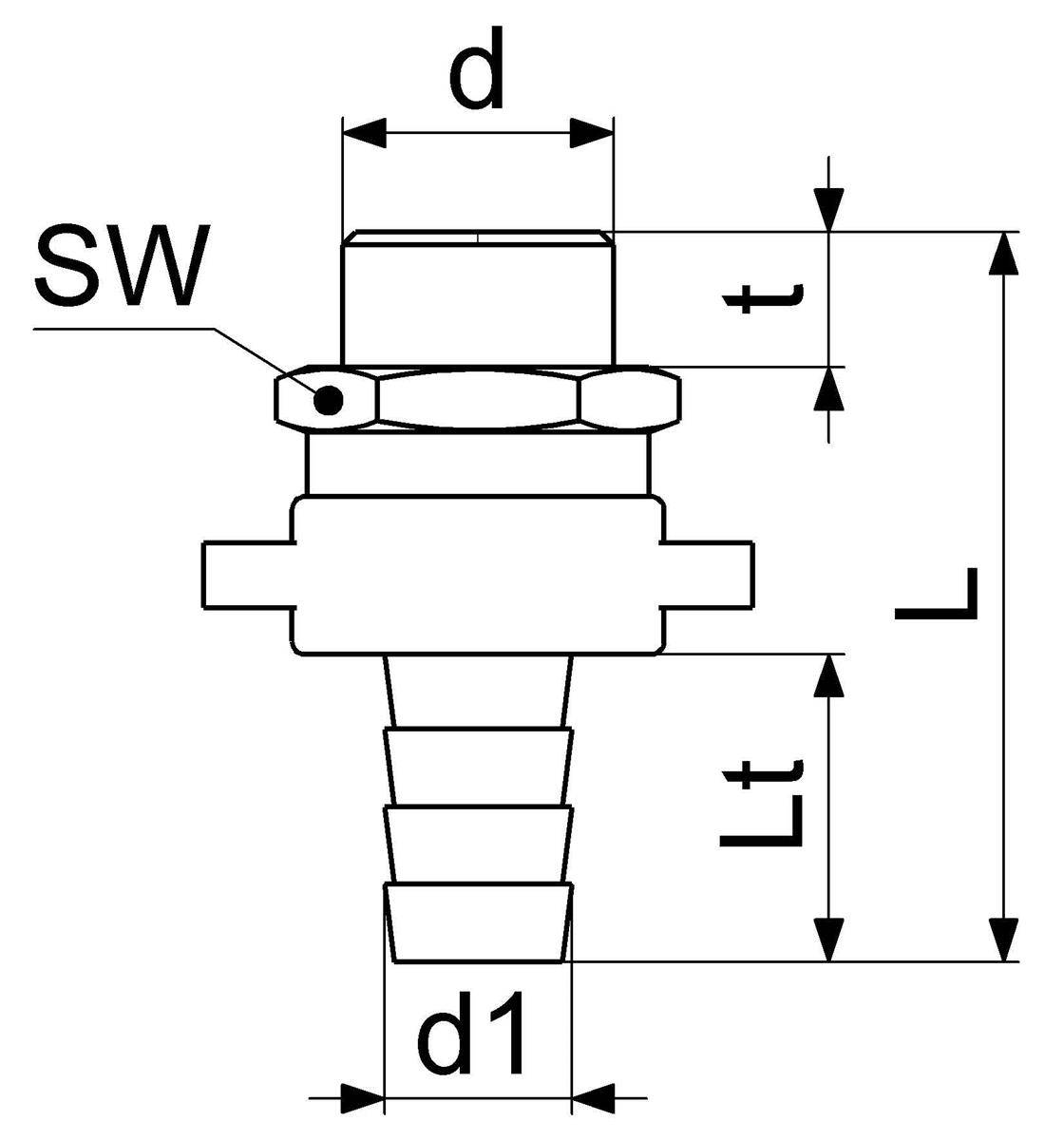 JS STANDROHRVERSCHRAUBUNG 3TLG, FLACHDICHTEND, AG 1/2", MS