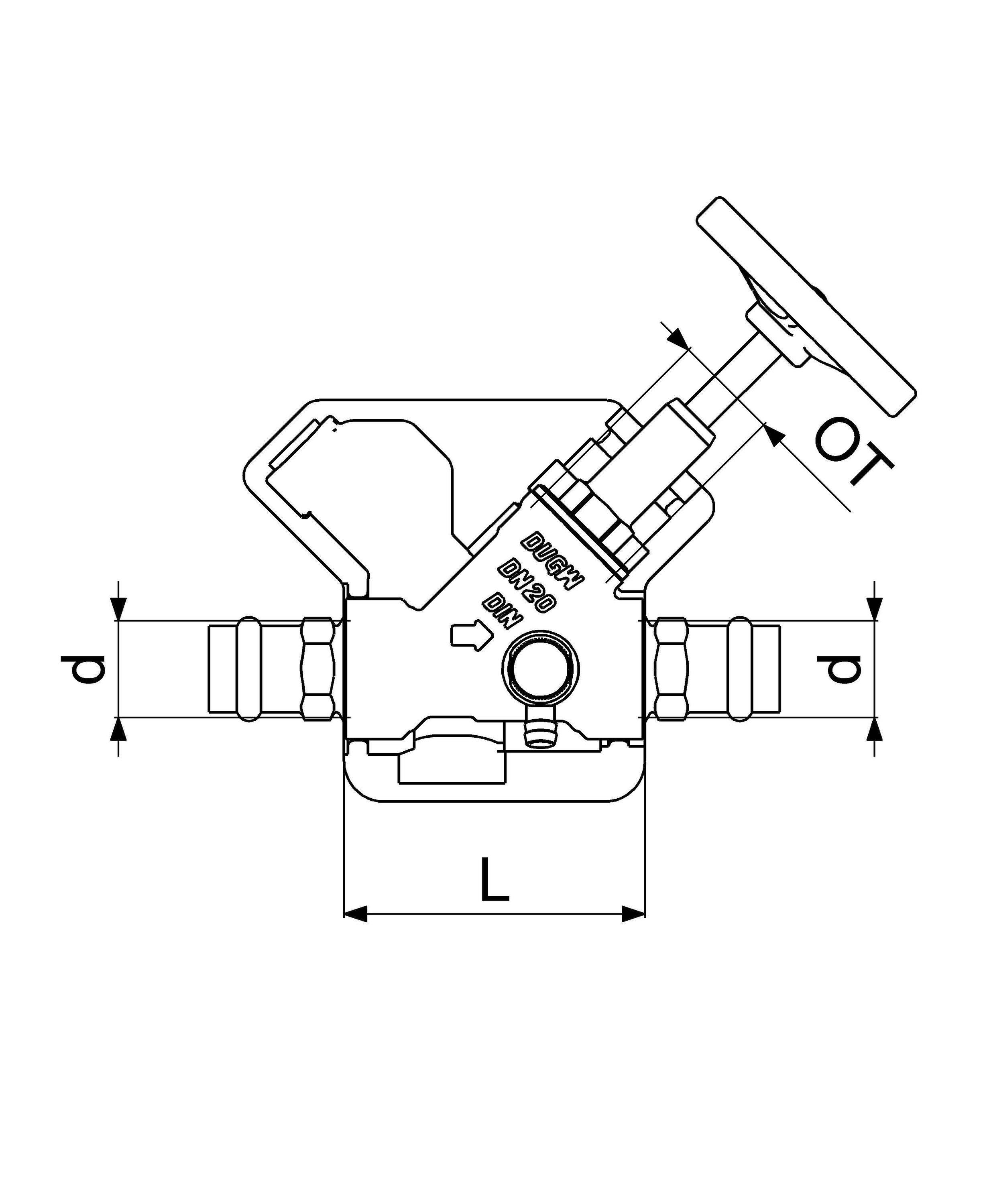 Schlösser JS Freistromventil DN20, Press 18 mm