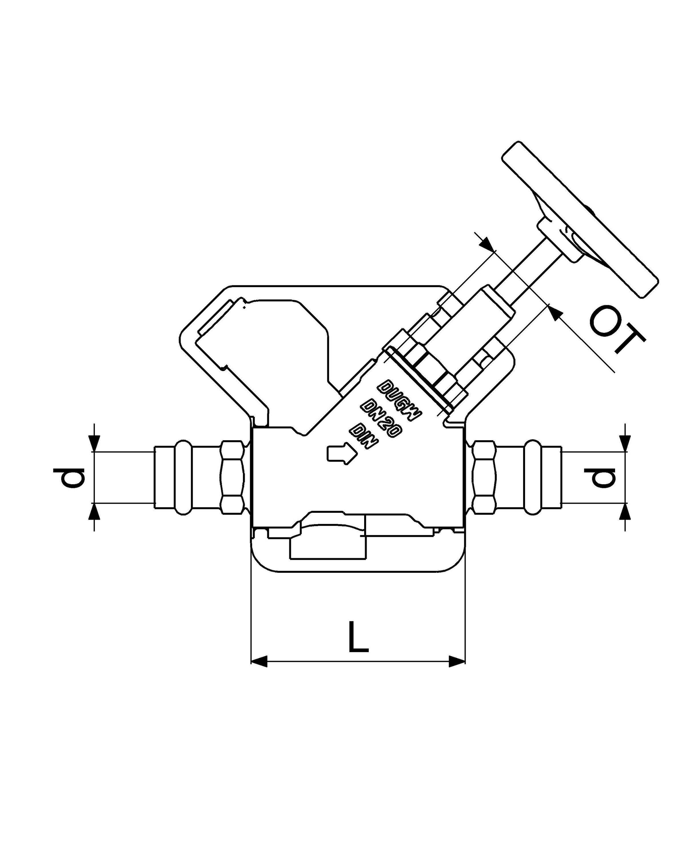 Schlösser Armaturen FREISTROMVENTIL, PRESSANSCHL.IG O.ENTL, ST.SP, M.DS, DN20, PR18, DVGW