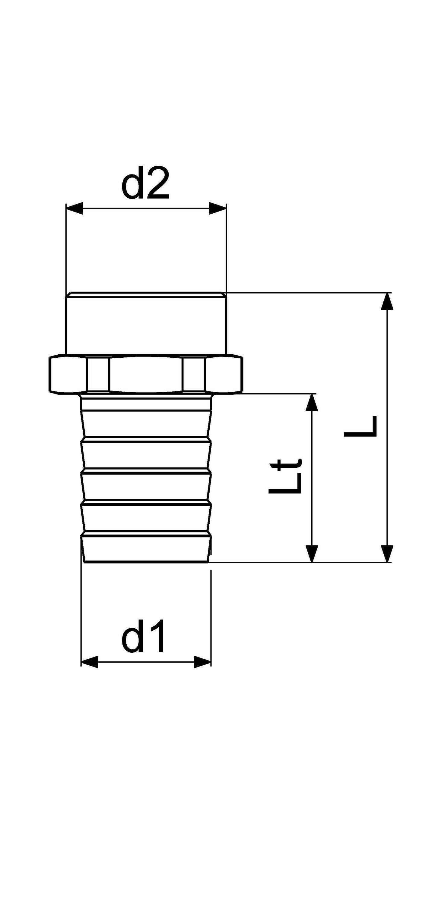 Schlösser Sauger Schlauchstutzen, Tülle 1", 1" AG, Messing