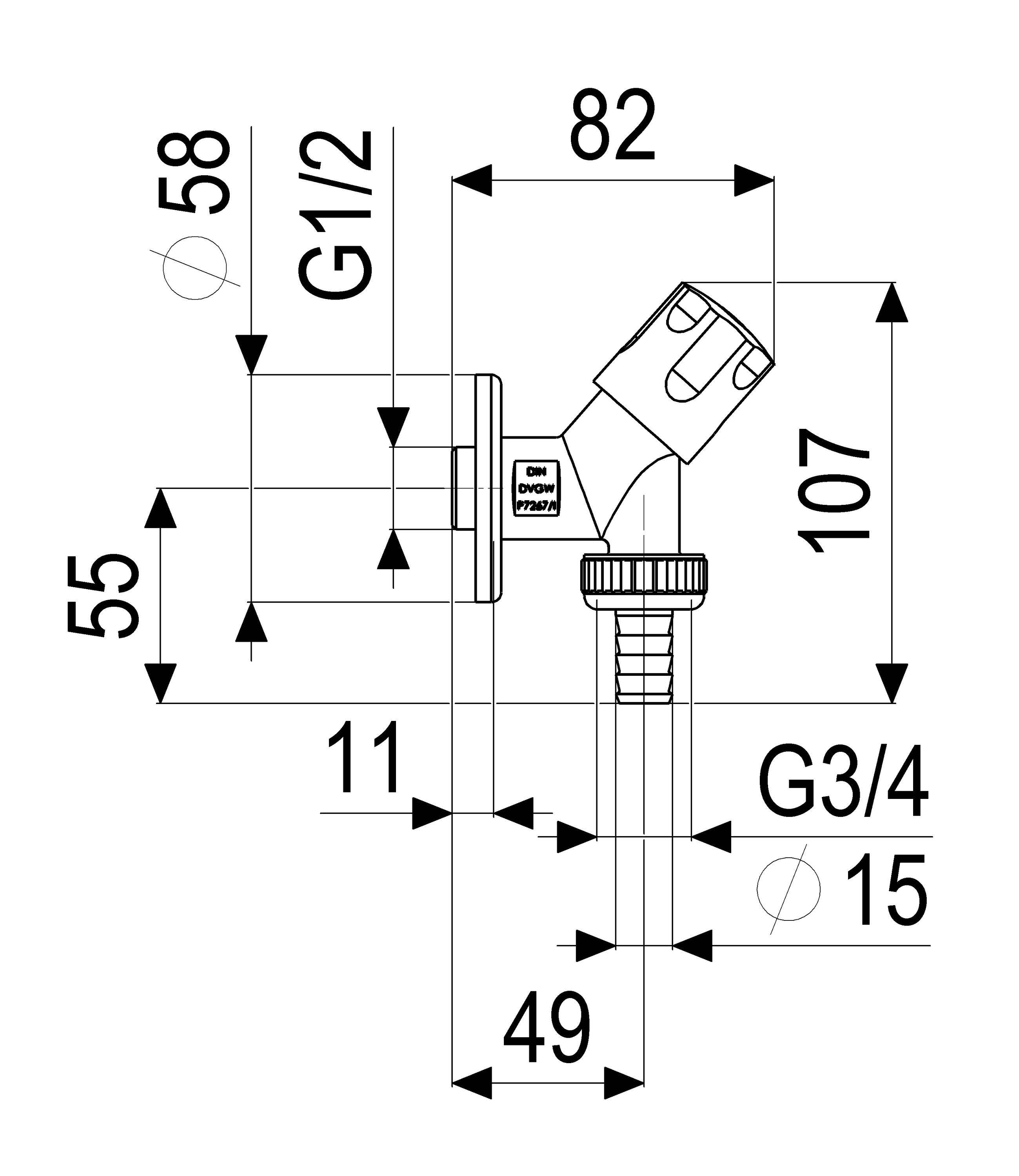 JS GERAETESCHRAEGSITZVENTIL, SV DESIGNGRIFF,DN15,1/2",POL.VERCHR.