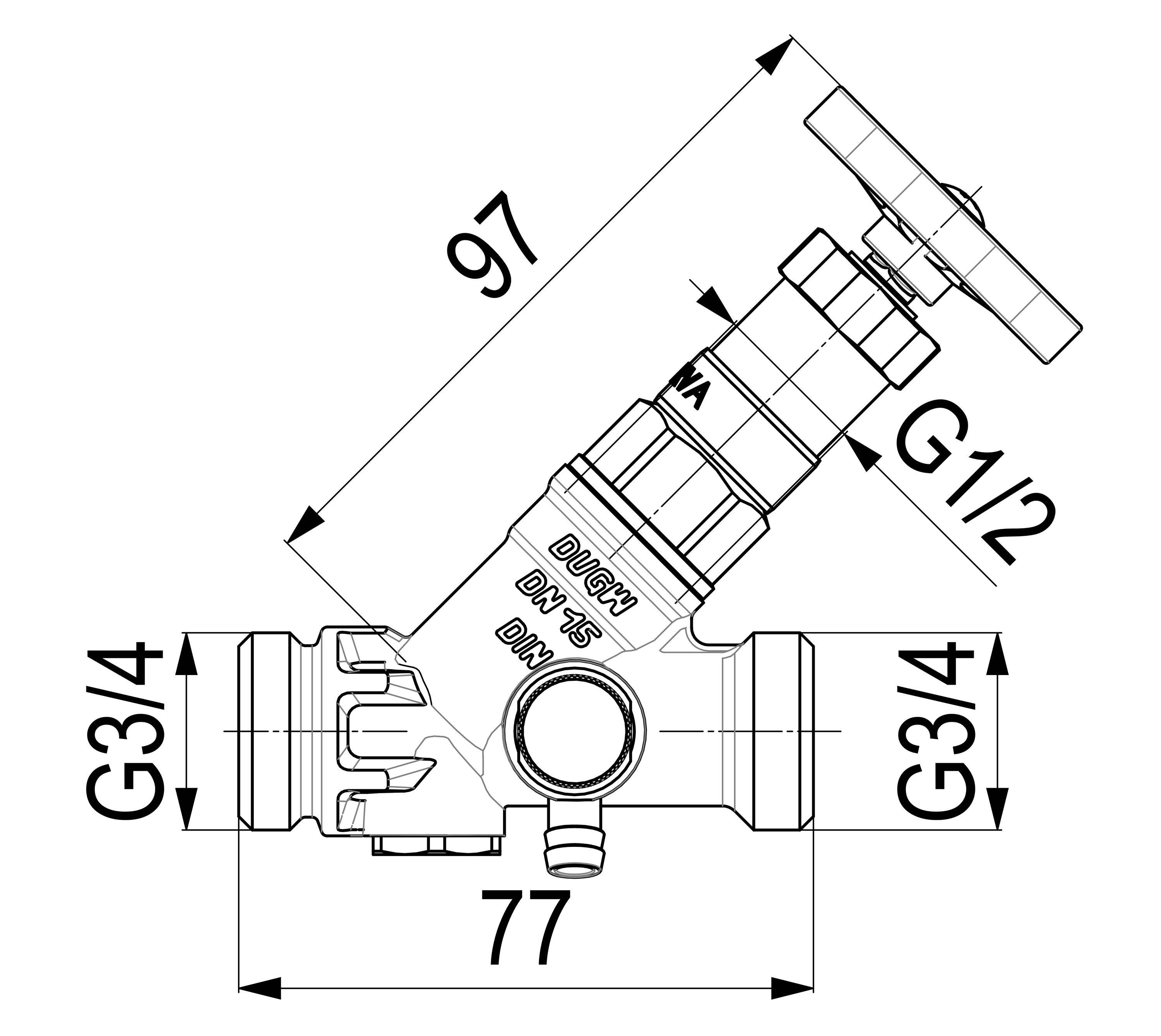 Schlösser Armaturen JS KFR-VENTIL,AUSSENGEWINDE MULTI M.ENTL.,N.ST.SP.,DN15,AG3/