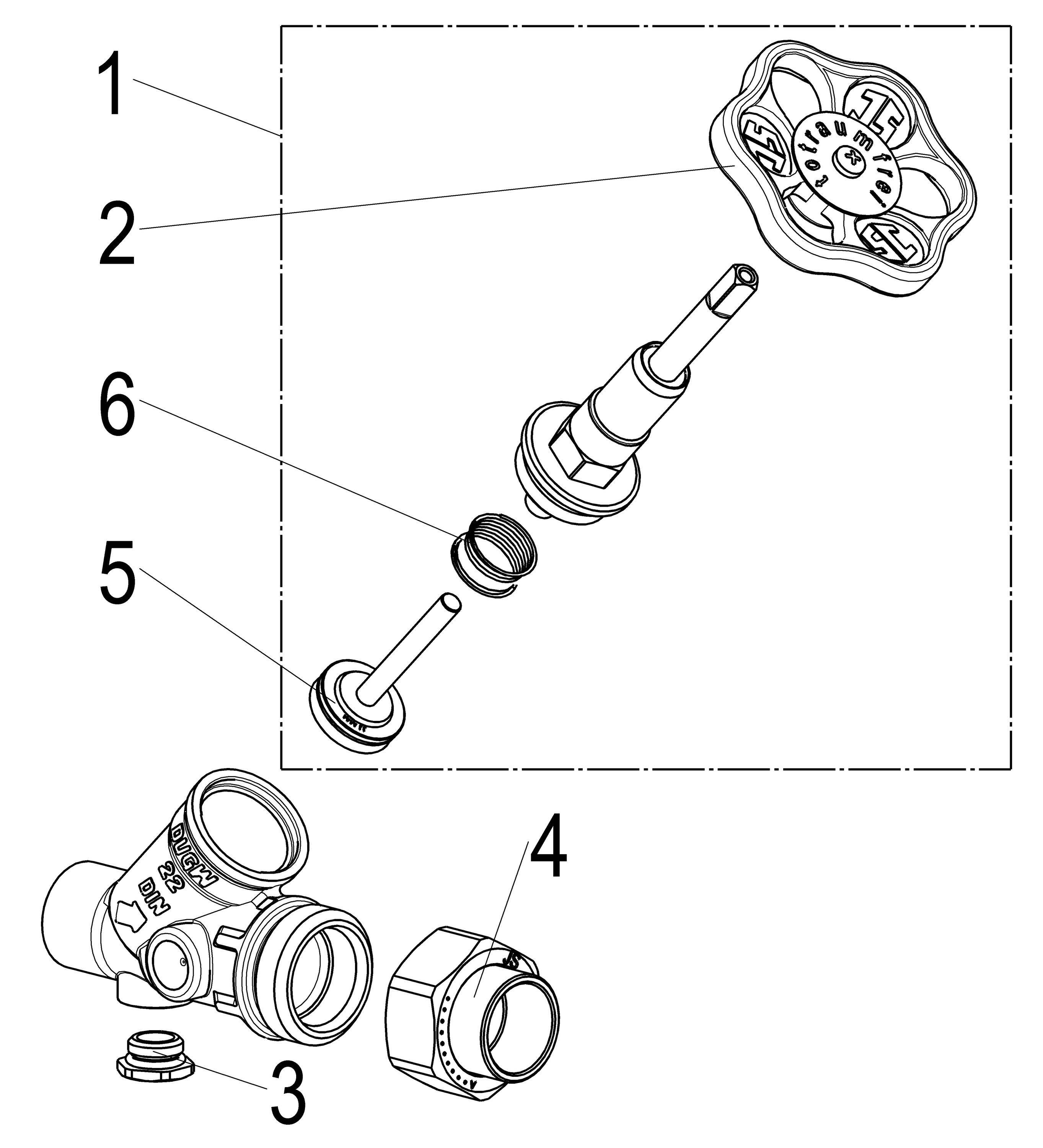 Schlösser Armaturen JS KFR-VENTIL,O.ENTL.,AUSG.LOETV. STEIG.SPINDEL,DN20,LOET 22