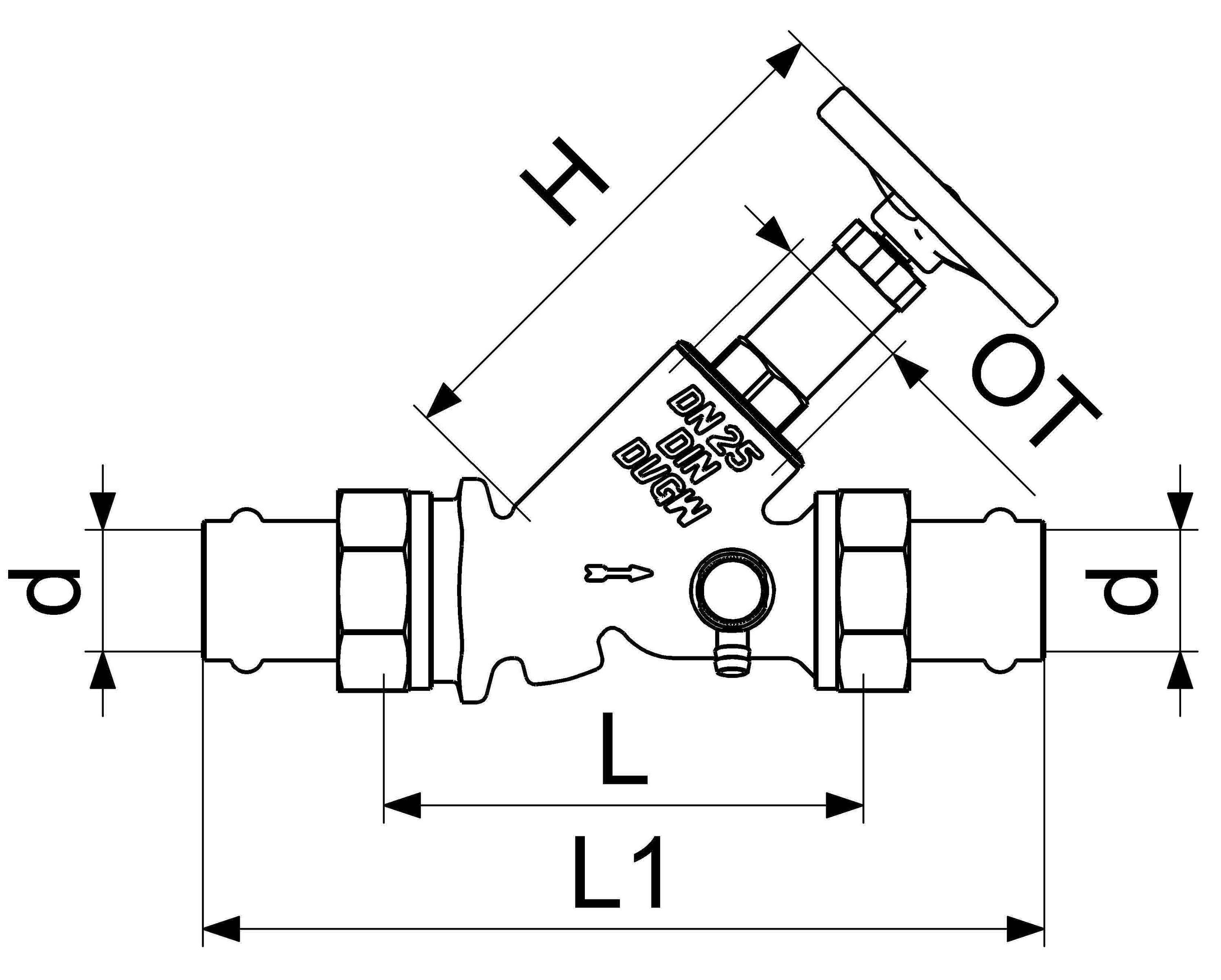 Schlösser Armaturen JS FREISTROMVENTIL,PRESS AG MULTI M.ENTL,N.ST.SP.,DN40,PRESS
