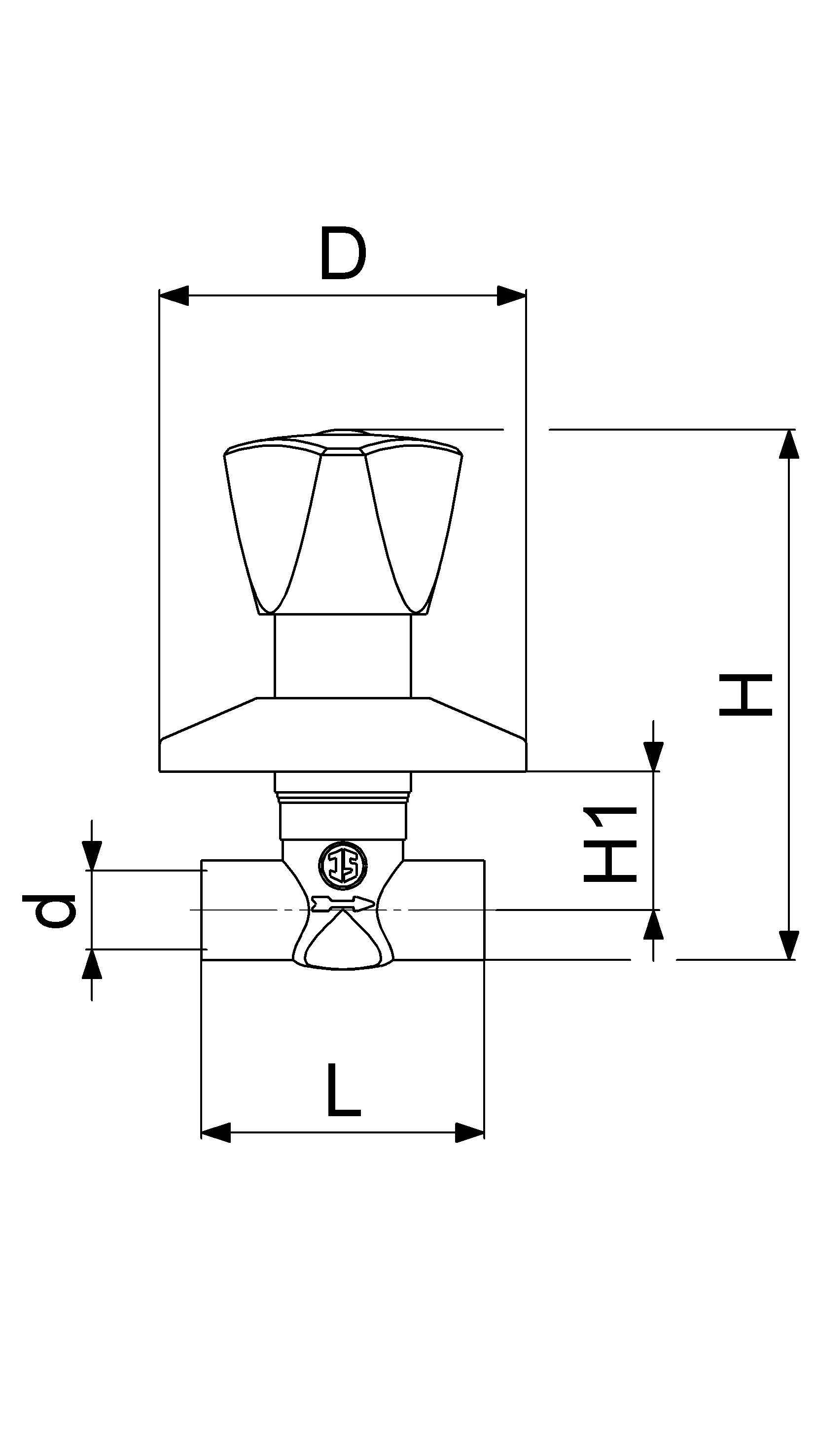 Schlösser Armaturen JS UP-VENTIL, DREIKANTHAUBENGRIFF LOETANSCHLUSS 15, MESSING