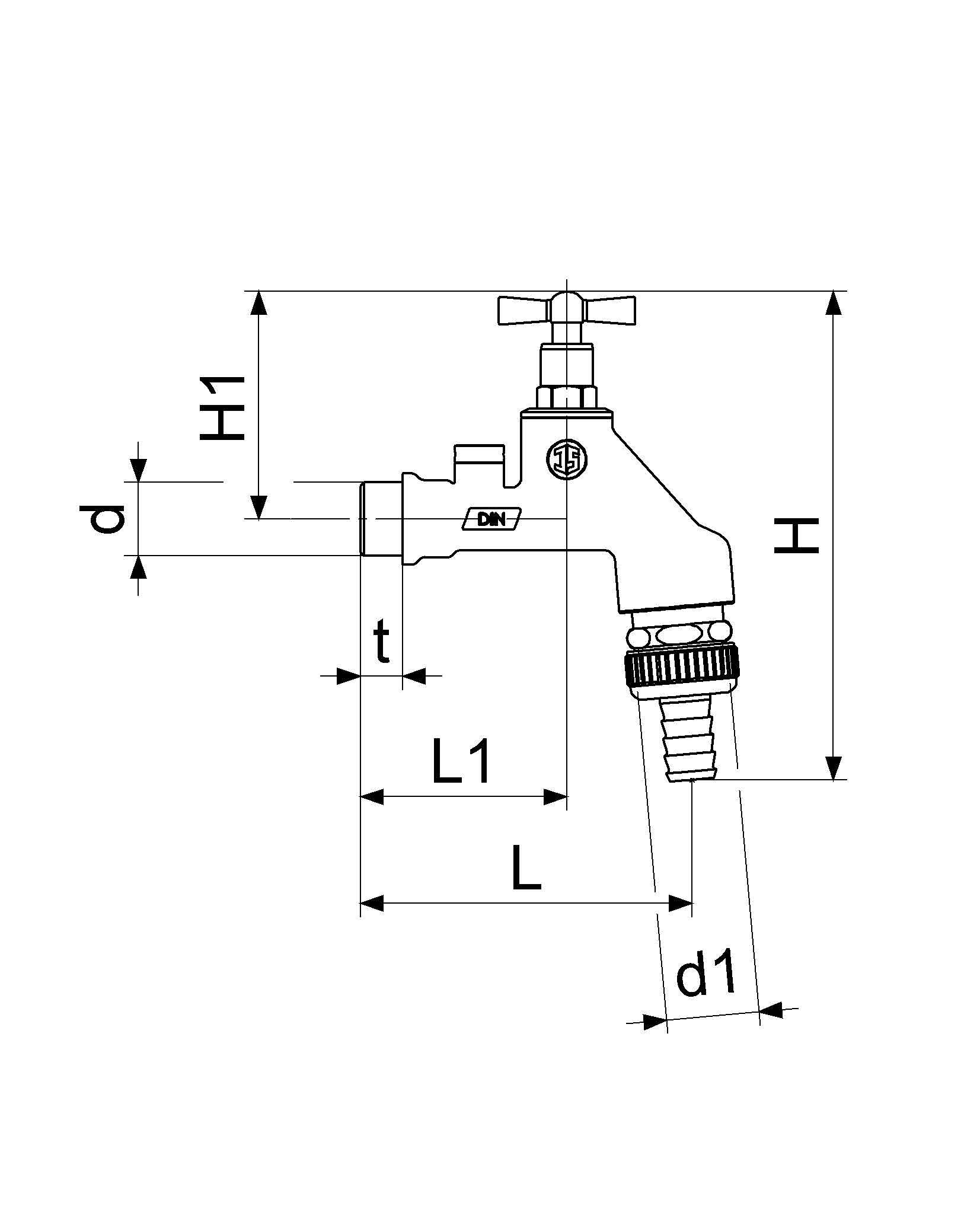 Schlösser Armaturen JS AUSLAUFVENTIL AIR-TEC,MIT RB, RV,SV,KNEBEL-OT,1/2",MATT C