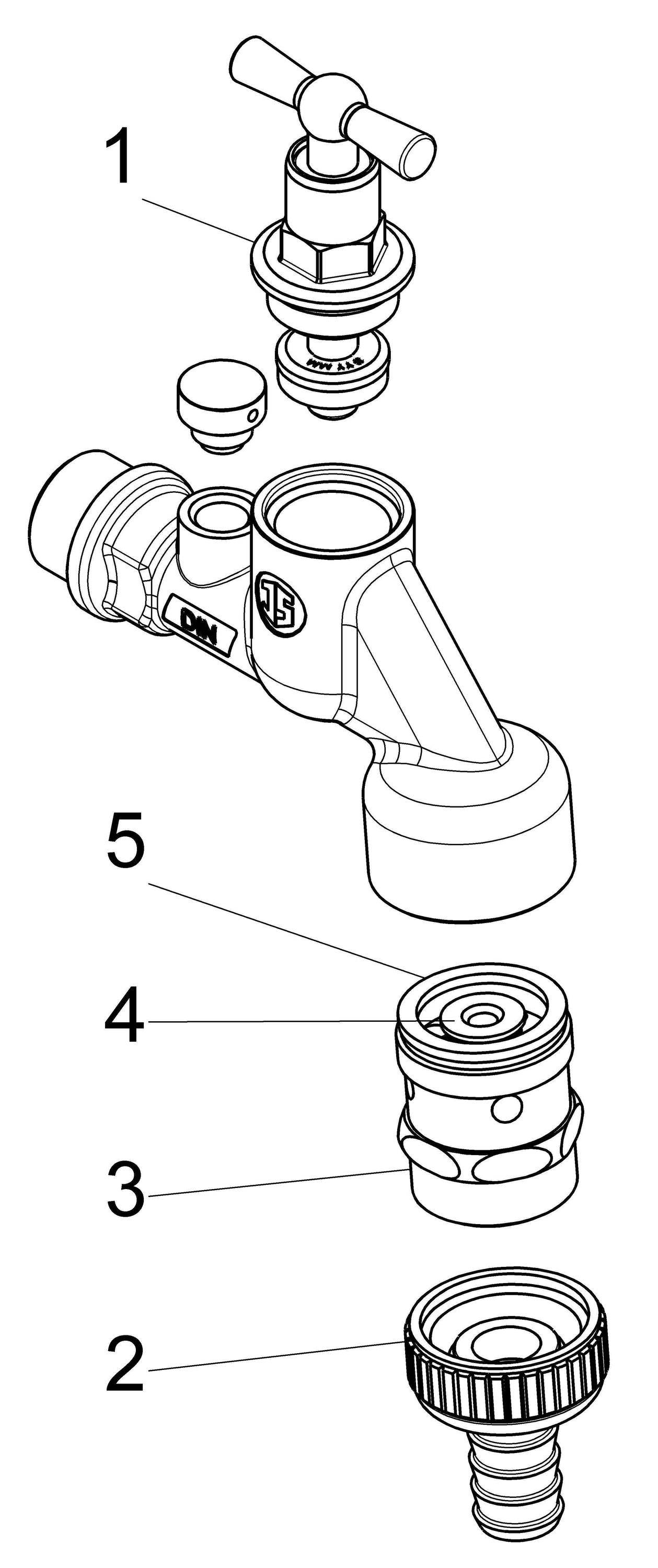 Schlösser Armaturen JS AUSLAUFVENTIL AIR-TEC,MIT RB, RV,SV,KNEBEL-OT,1/2",MATT C