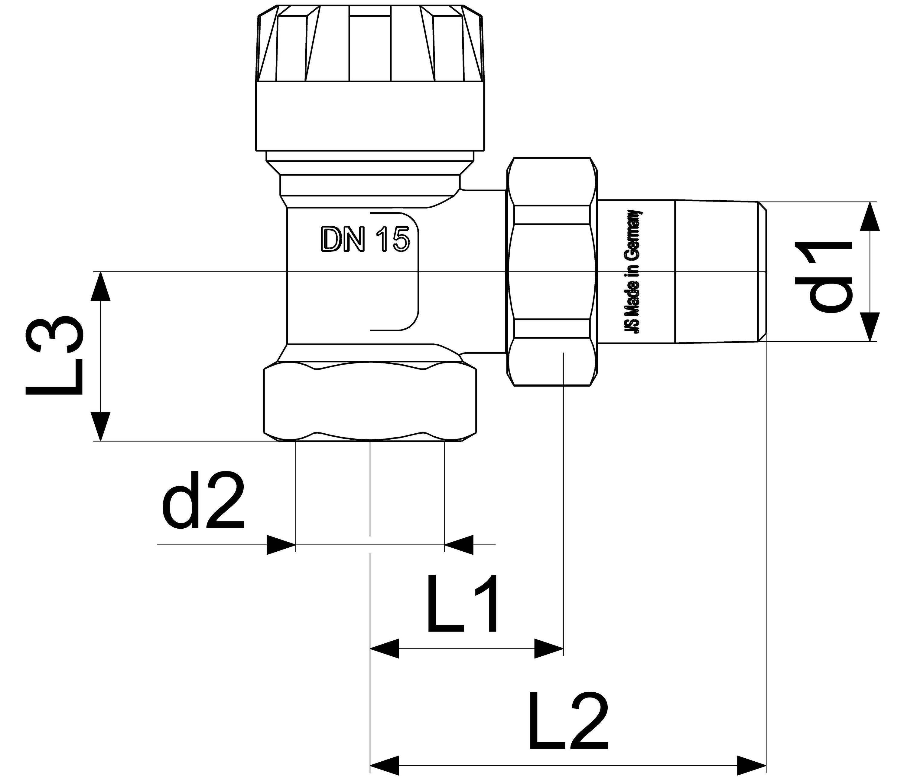 Schlösser Armaturen JS THERMOSTATVENTIL STANDARD ECKFORM,DN15,1/2",VERNICKELT