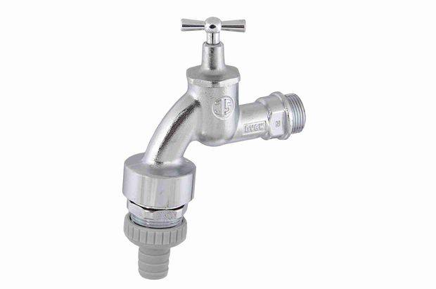 Schlösser Armaturen JS AUSLAUFVENTIL MIT RB,RV,SV KNEBEL-OT,SCHW,3/4",MATT CHR