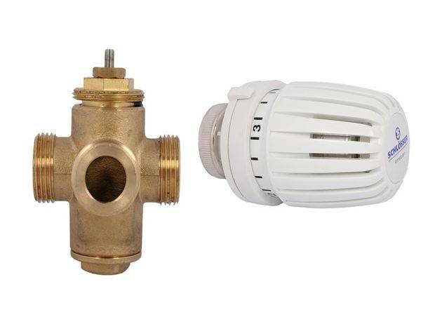 Schlösser Armaturen JS DREIWEGE-THERMOSTATVENTIL-SET HK-ANSCHL.LI.,3x3/4"AG,SYMM