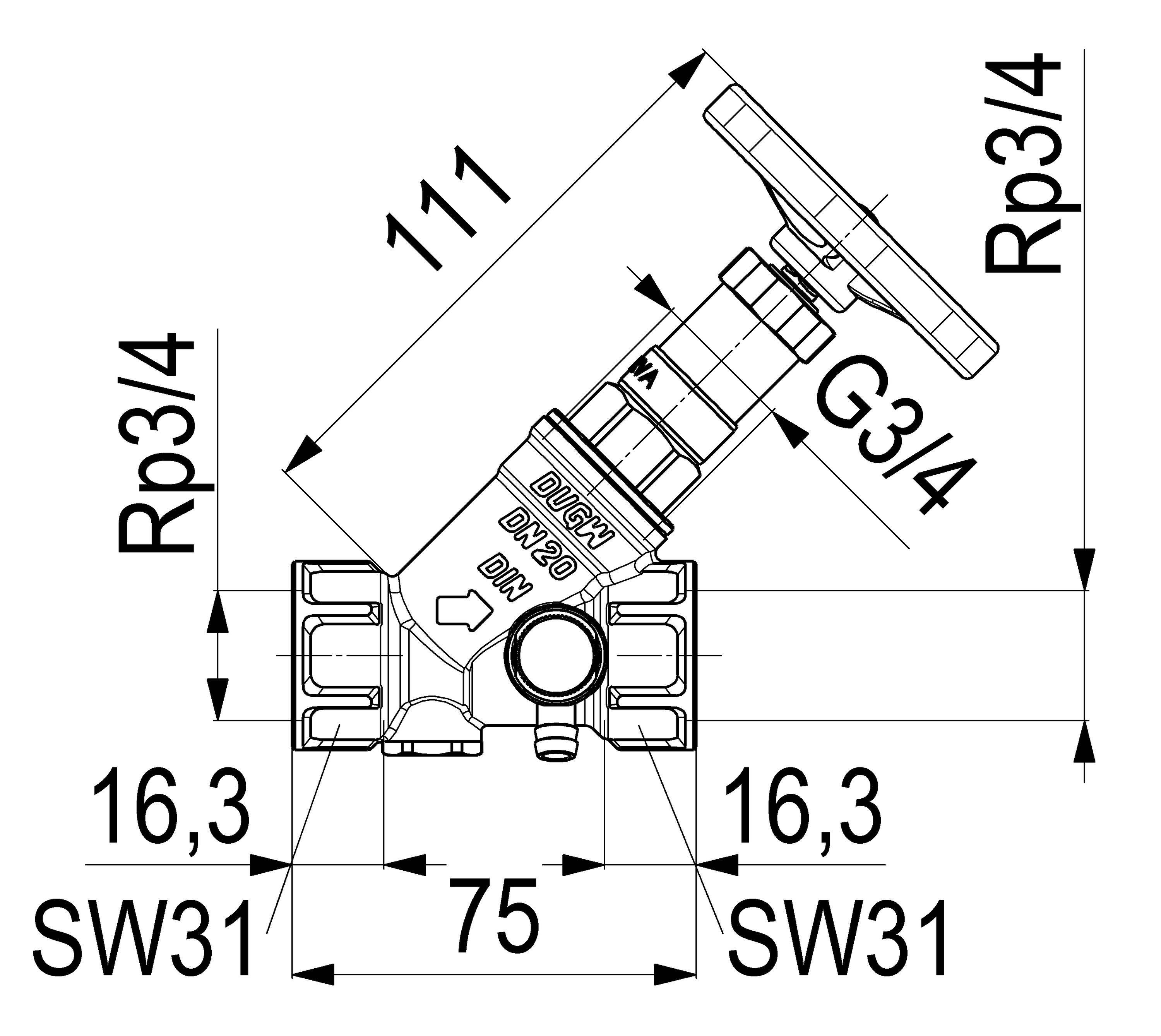 Schlösser Armaturen JS KFR-VENTIL, MUFFENANSCHLUSS M.ENTL.,N.ST.SP.,DN20,IG3/4"