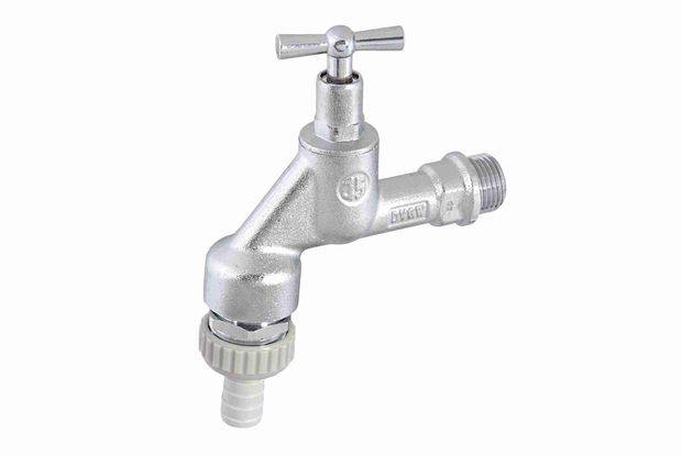 Schlösser Armaturen JS AUSLAUFVENTIL MIT RB,RV,SV KNEBEL-OT,SCHW,1/2",MATT CHR