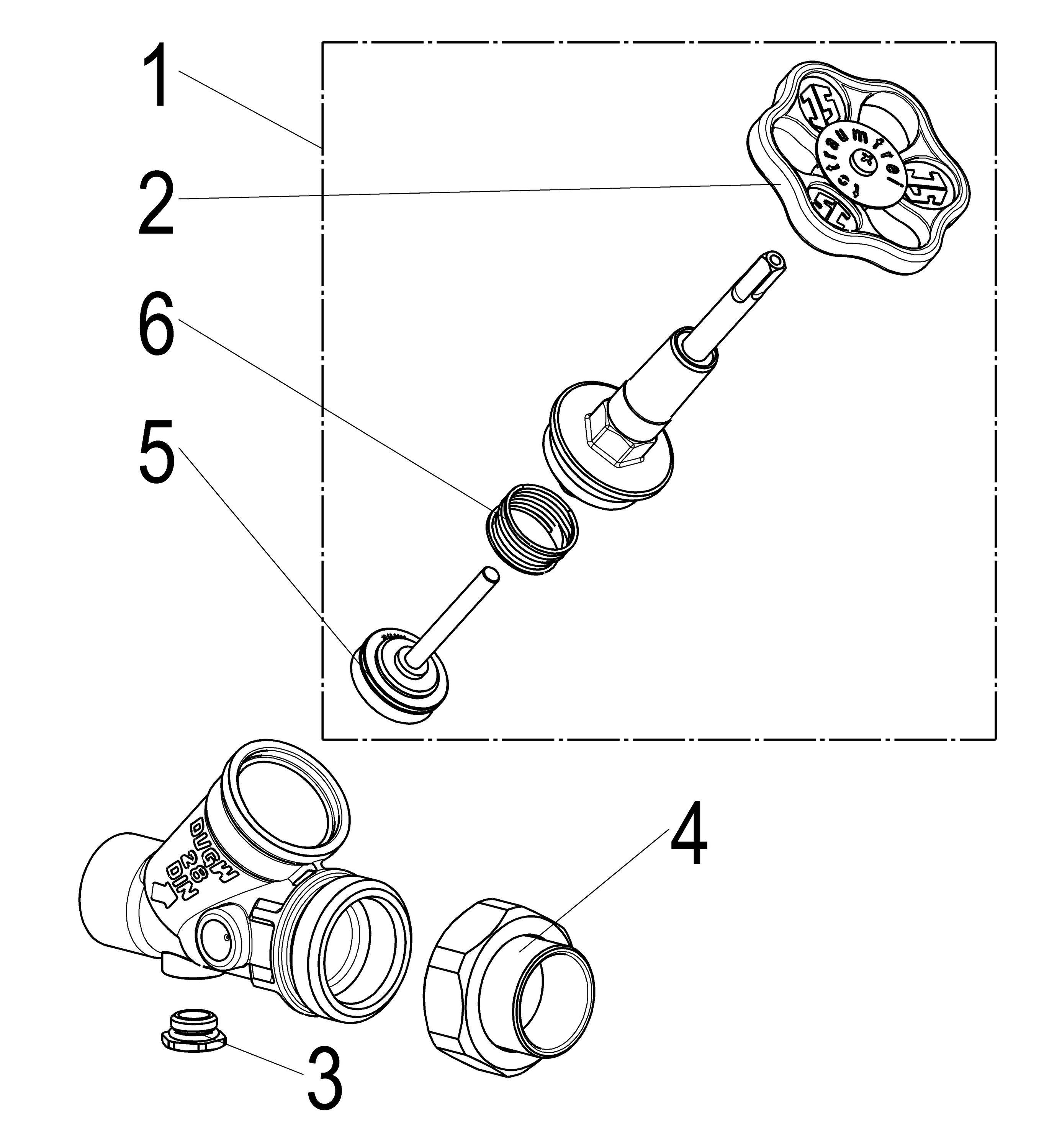Schlösser Armaturen JS KFR-VENTIL,O.ENTL.,AUSG.LOETV. STEIG.SPINDEL,DN25,LOET 28
