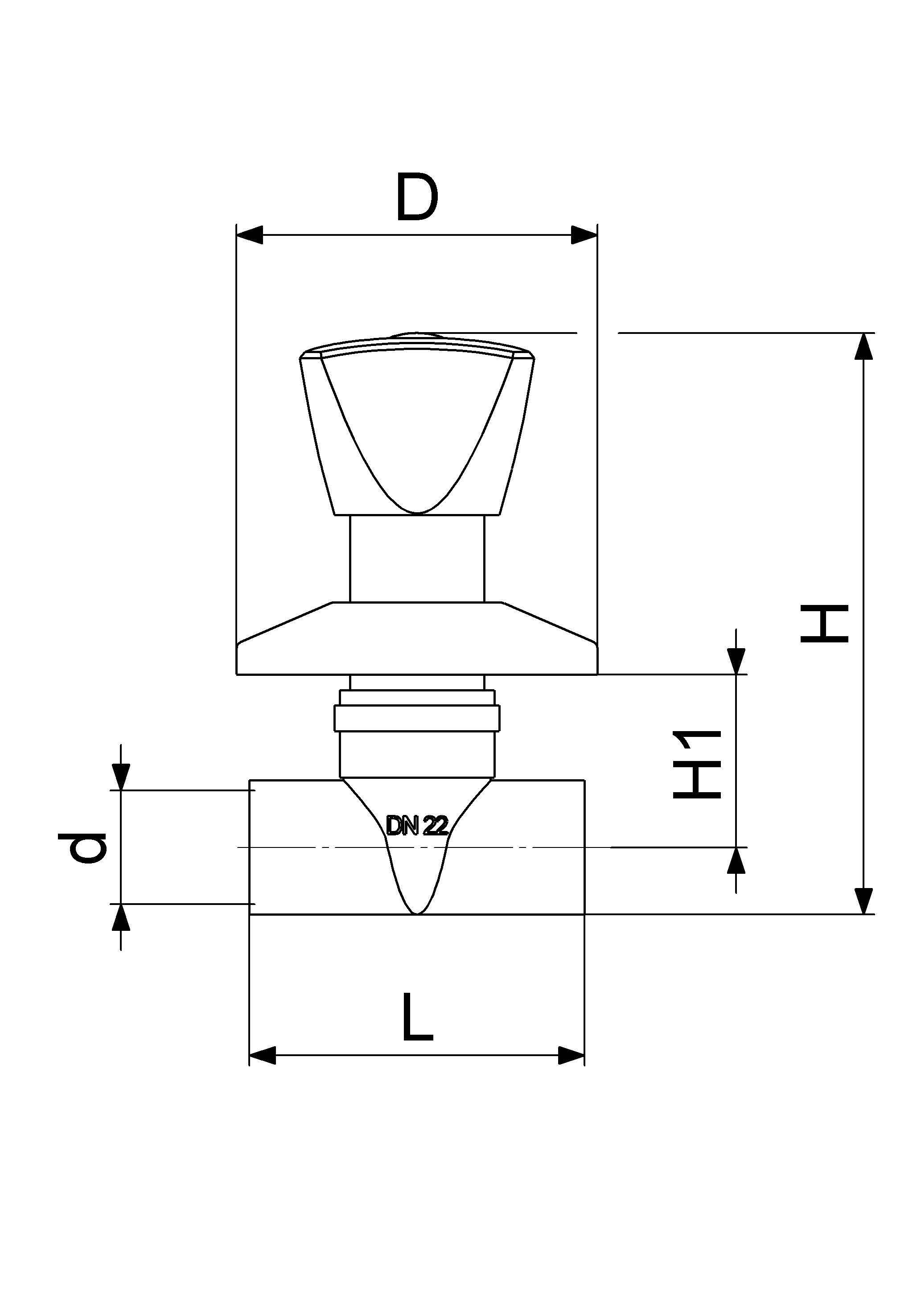 Schlösser Armaturen JS UP-VENTIL, DREIKANTHAUBENGRIFF LOETANSCHLUSS 22, MESSING