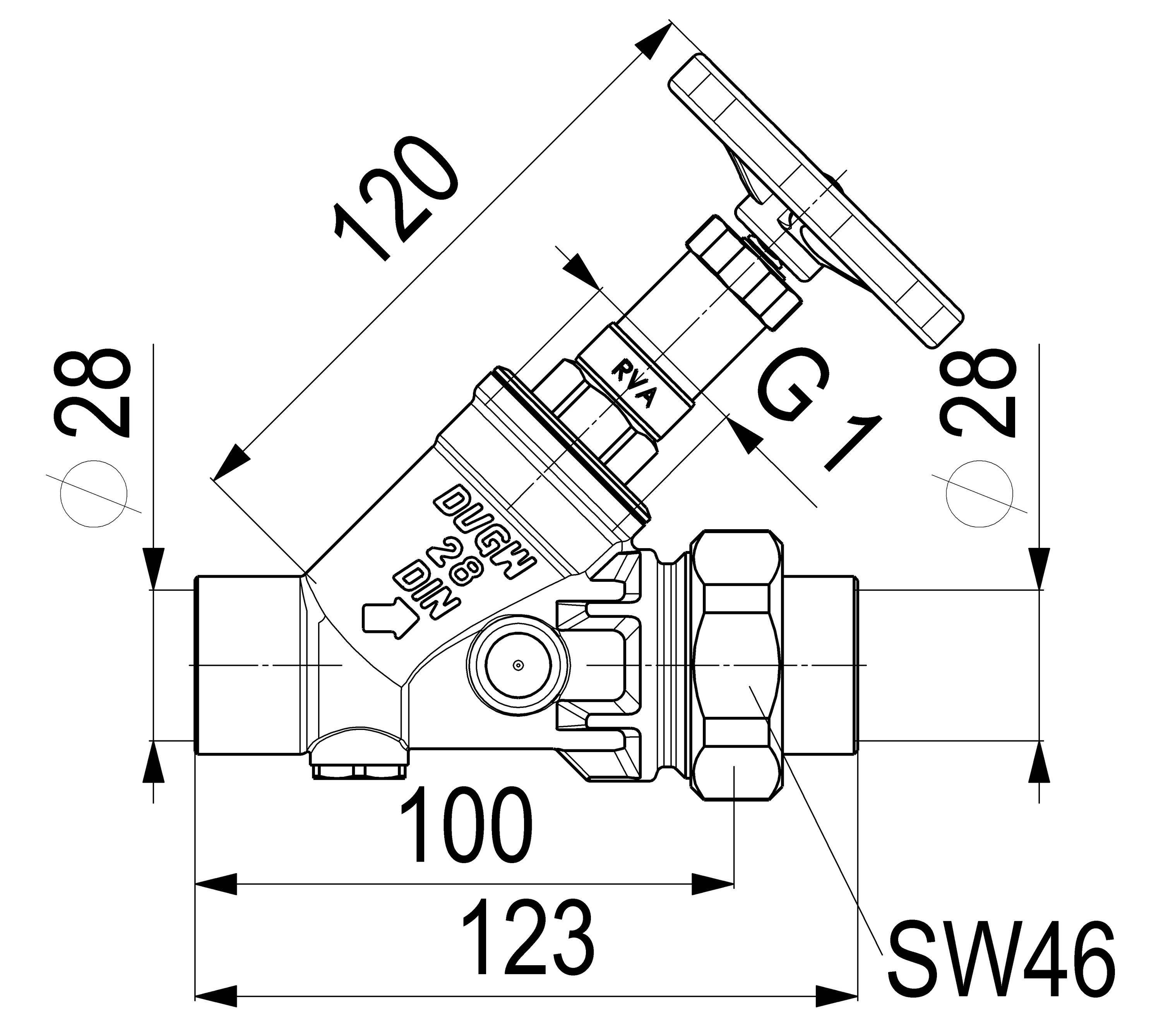 Schlösser Armaturen JS KFR-VENTIL,O.ENTL.,AUSG.LOETV. N.STEIG.SPINDEL,DN25,LOET