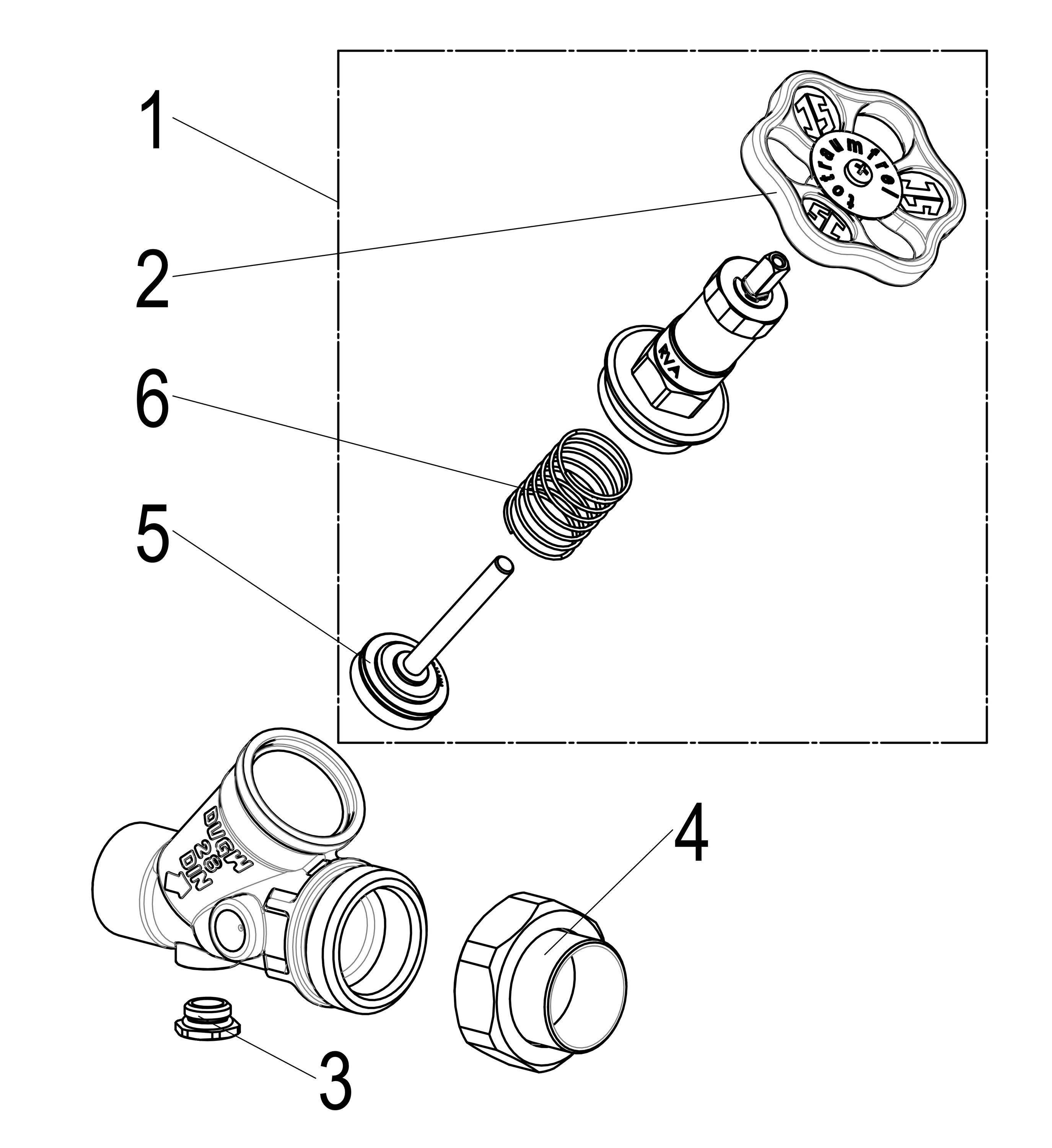 Schlösser Armaturen JS KFR-VENTIL,O.ENTL.,AUSG.LOETV. N.STEIG.SPINDEL,DN25,LOET